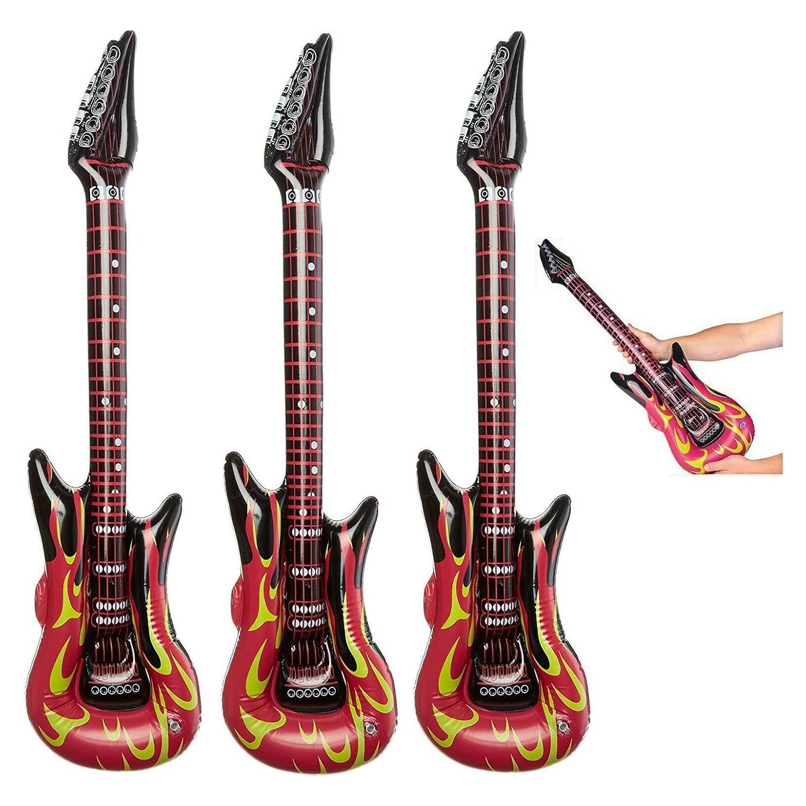 Guitarras Inflables Rock Llama Roja Ardiente - Paquete de 3