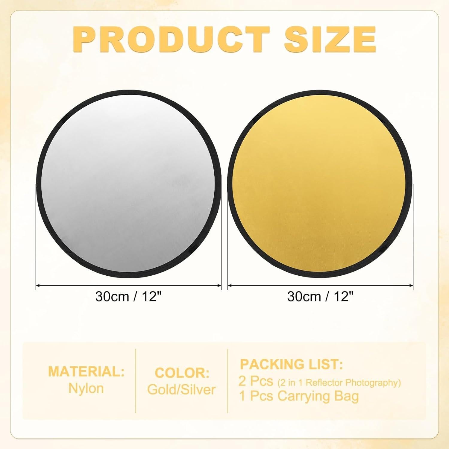 Reflector de Fotografía 30cm 2 en 1 PATIKIL Dorado/Plata