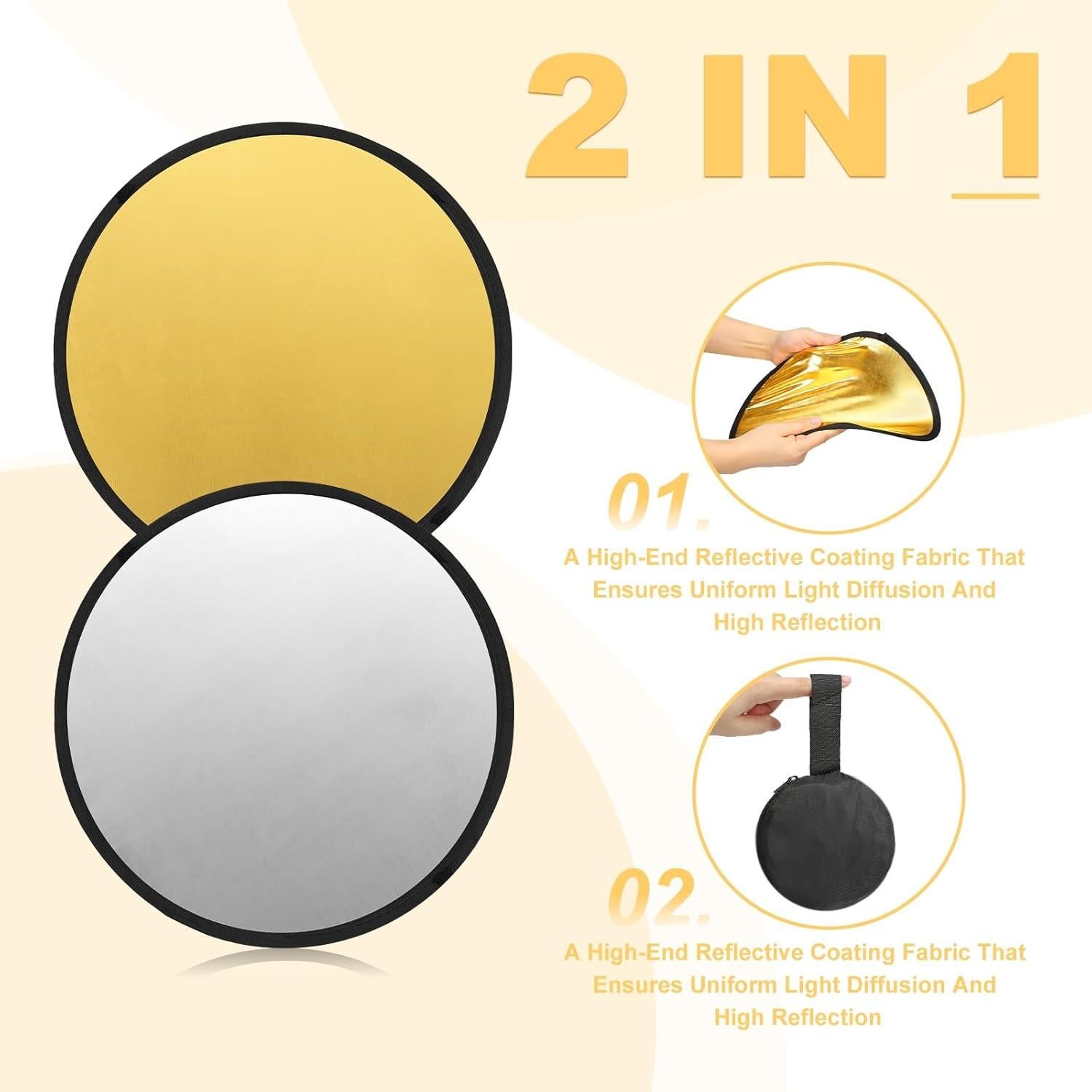 Reflector de Fotografía 30cm 2 en 1 PATIKIL Dorado/Plata