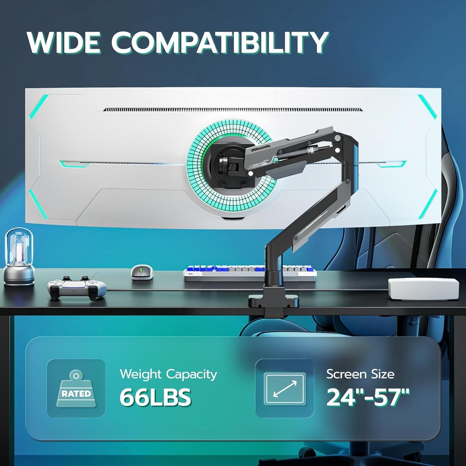 Brazo de Monitor ARES WING GDT1006BK para Pantallas 24-57"