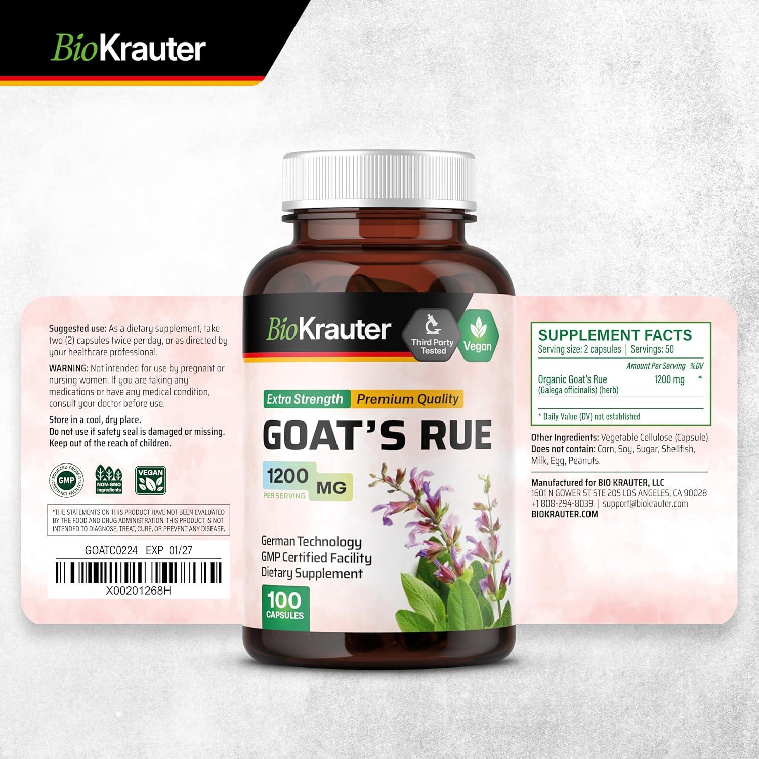 Cápsulas de Rue de Cabra BIO KRAUTER 1200 mg - 100 Unidades