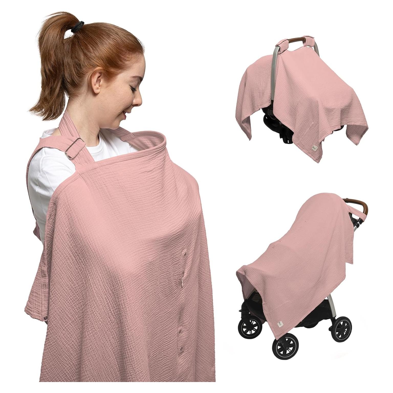 Cubierta de Lactancia Nilsa 5-en-1 Algodón Muslín Rosa