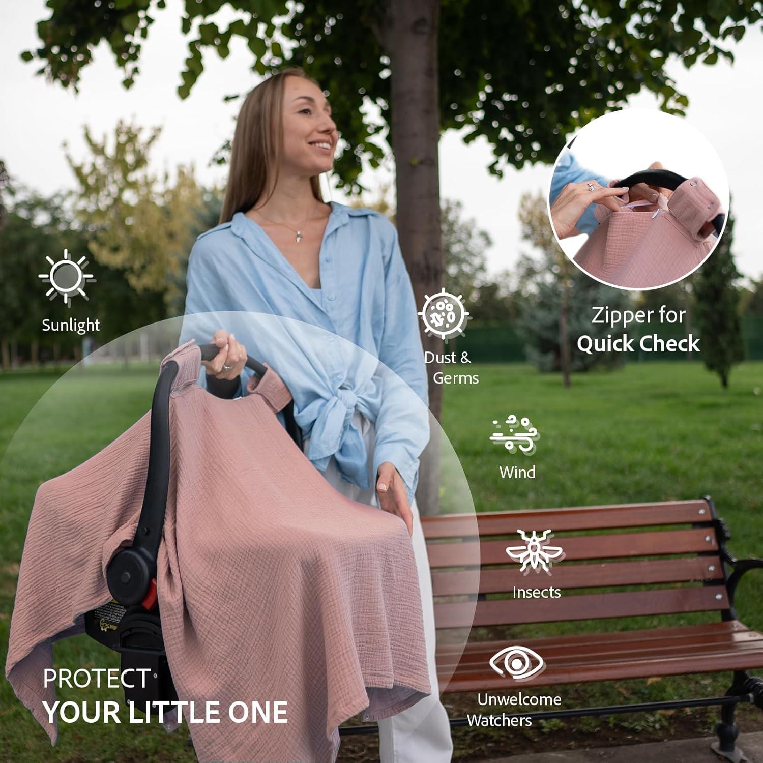 Cubierta de Lactancia Nilsa 5-en-1 Algodón Muslín Rosa