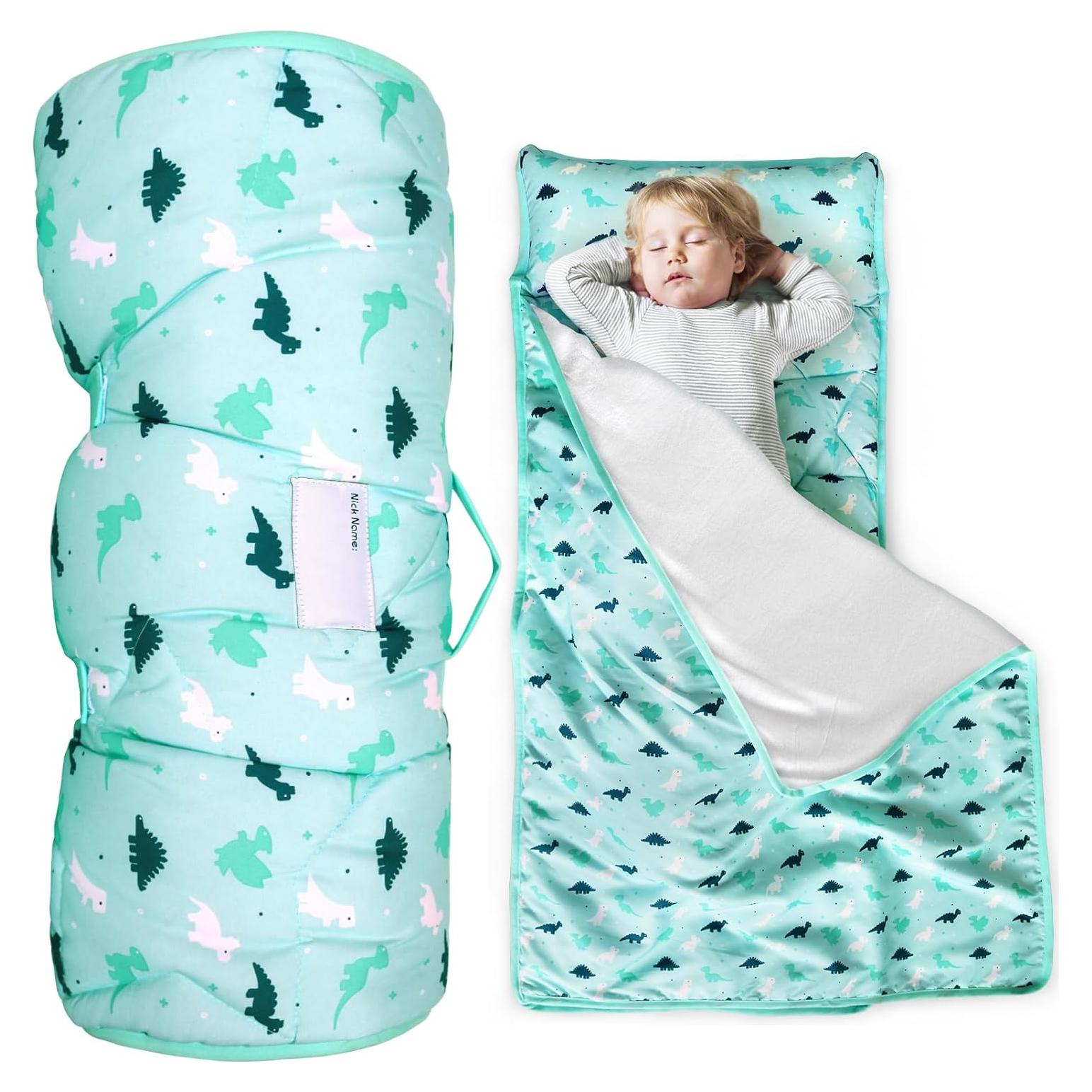 Colchoneta para Niños 127x53 cm con Manta Azul Suave