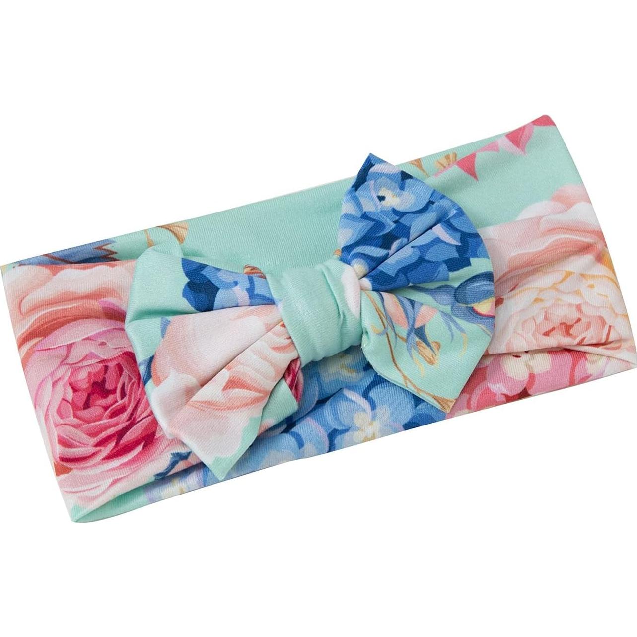 Conjunto Manta de Recepción y Diadema Galabloomer Floral Aqua