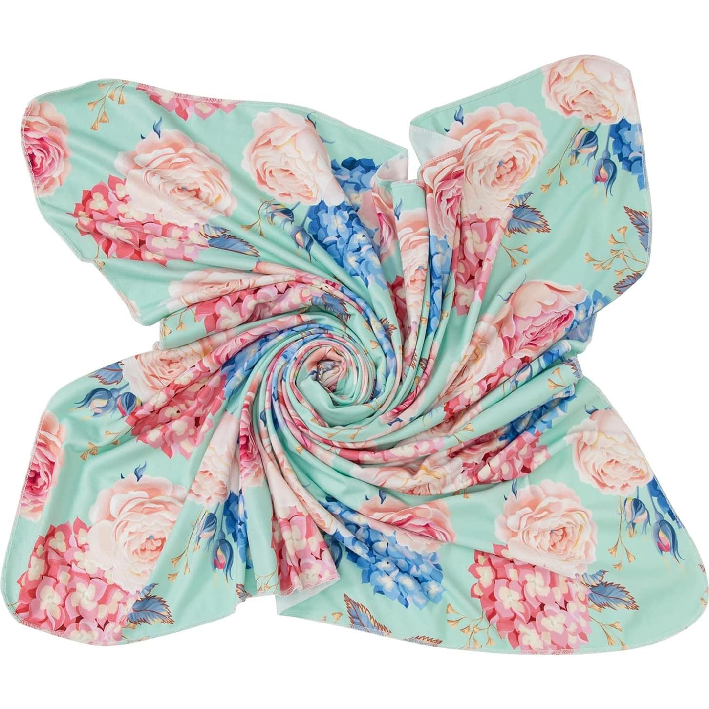 Conjunto Manta de Recepción y Diadema Galabloomer Floral Aqua