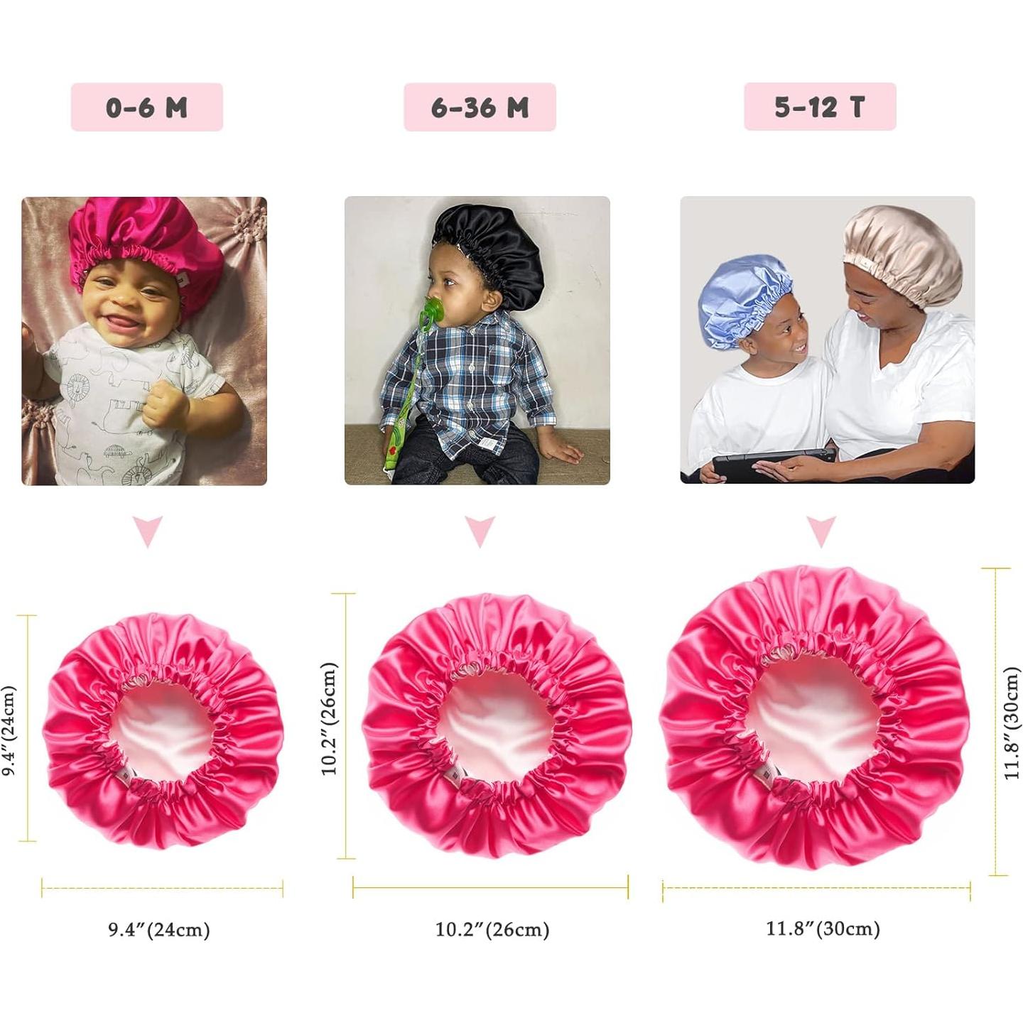 Gorro de Satén para Bebés YANIBEST 0-6 Meses Rosa Fucsia