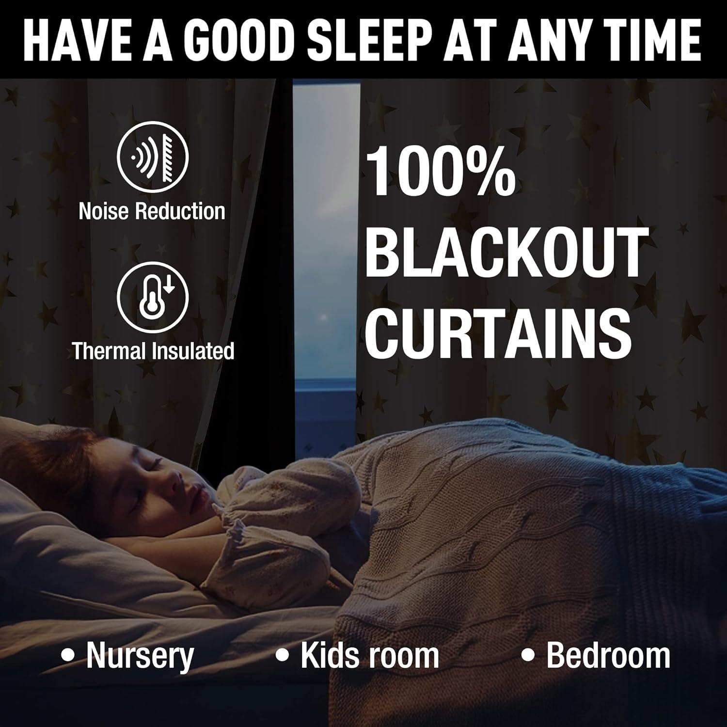 Cortinas Blackout Treatmentex Estrellas Doradas 127x160 cm