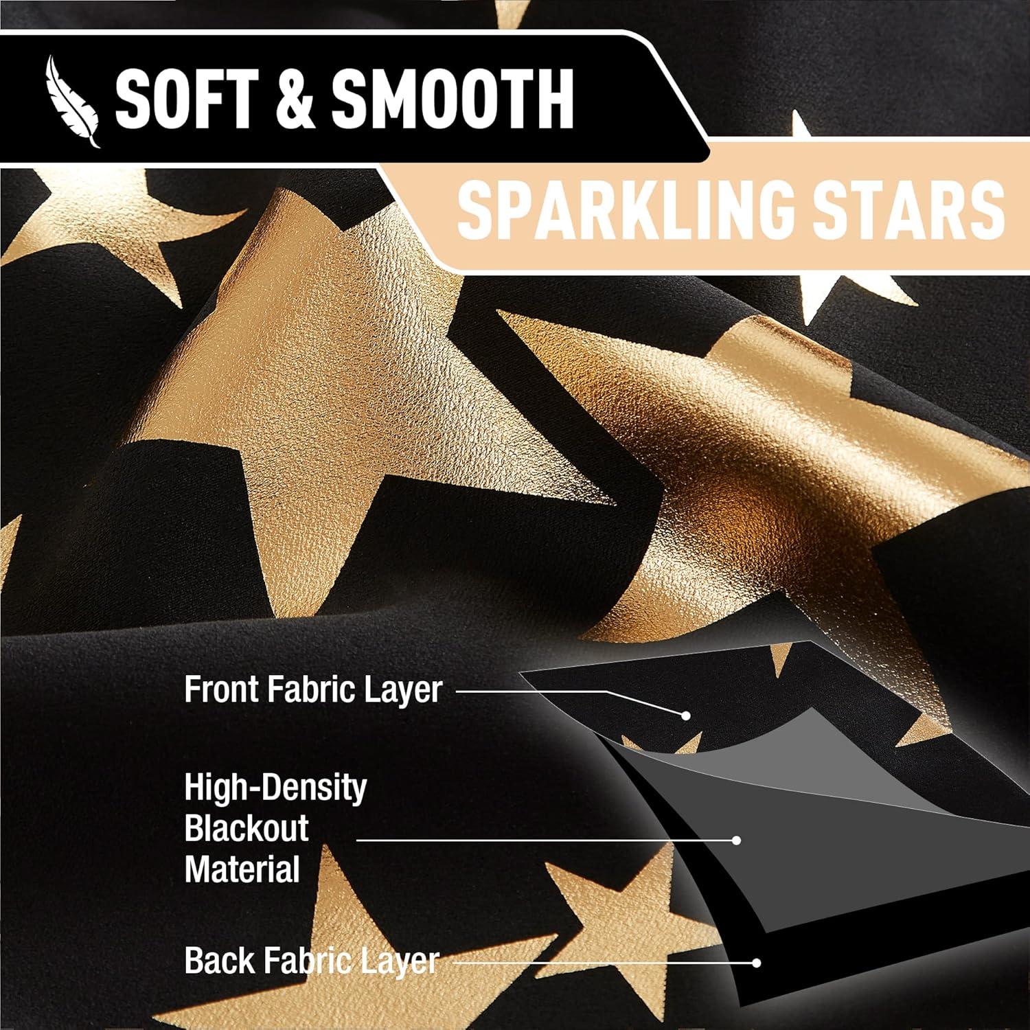 Cortinas Blackout Treatmentex Estrellas Doradas 127x160 cm