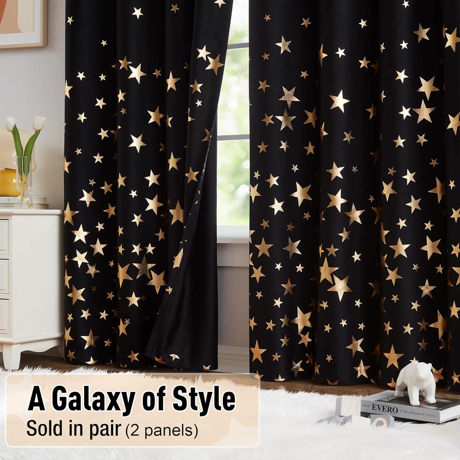 Cortinas Blackout Treatmentex Estrellas Doradas 127x160 cm