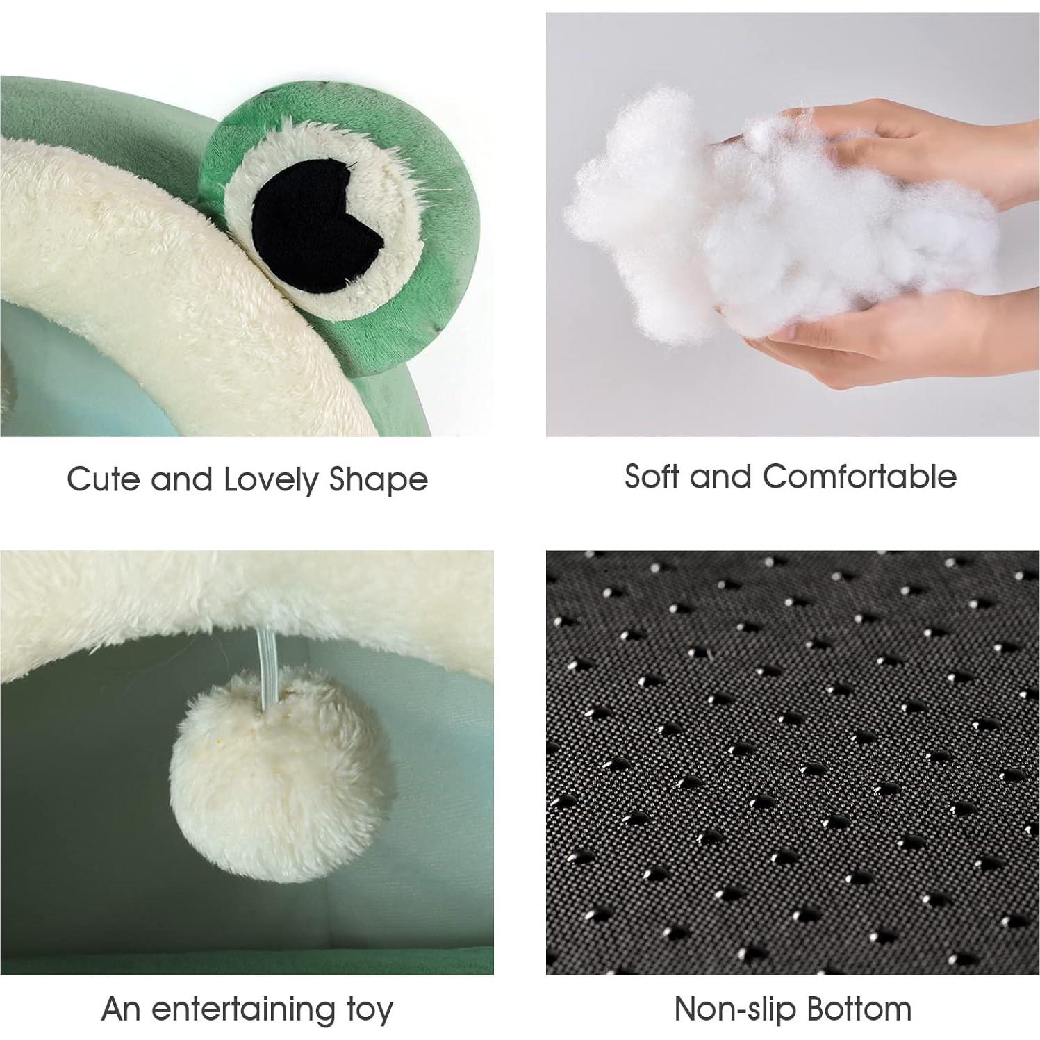 Cama para Gato Jiupety Igloo Terciopelo Rana Verde L