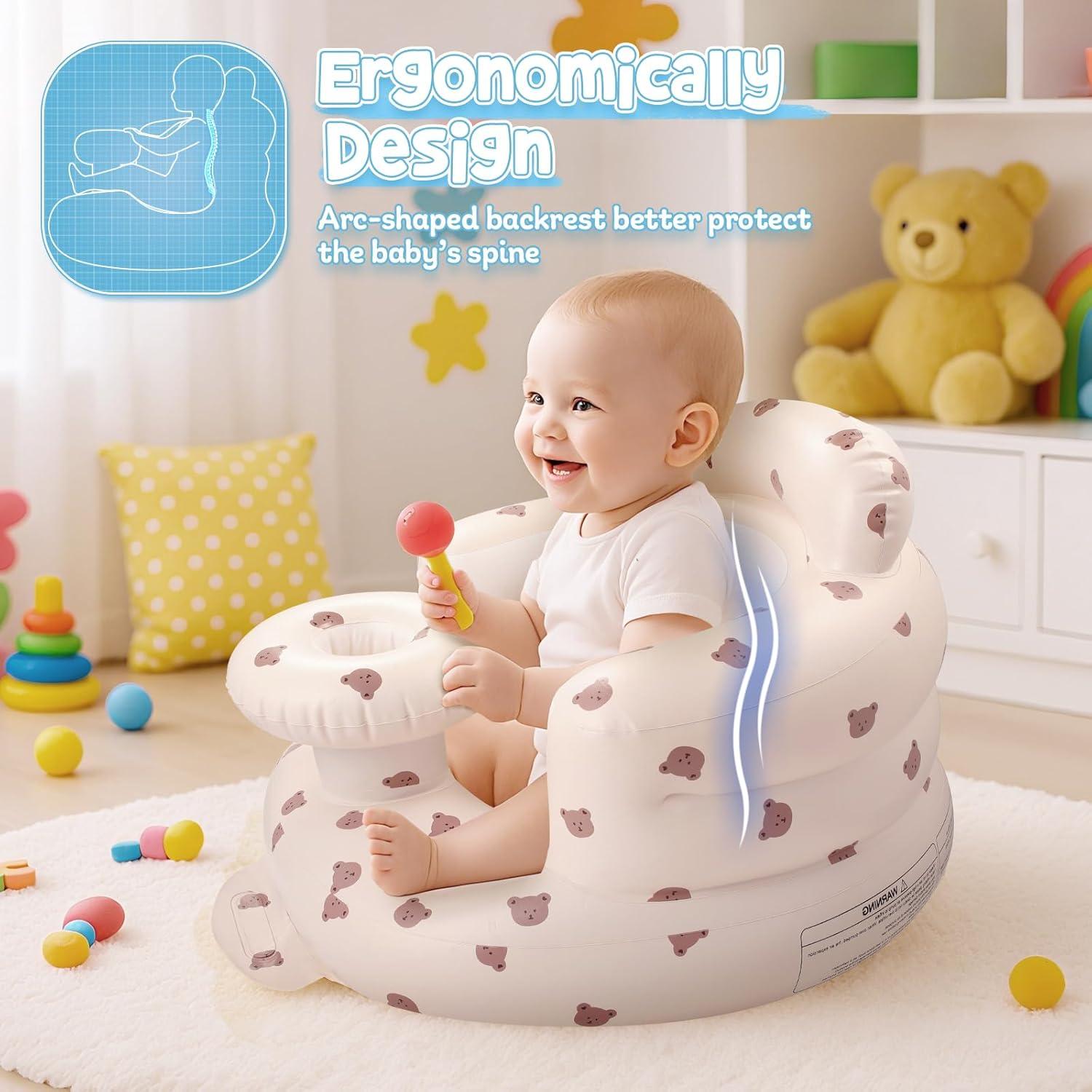 Asiento Inflable para Bebés Arscniek Beige Cabeza de Oso
