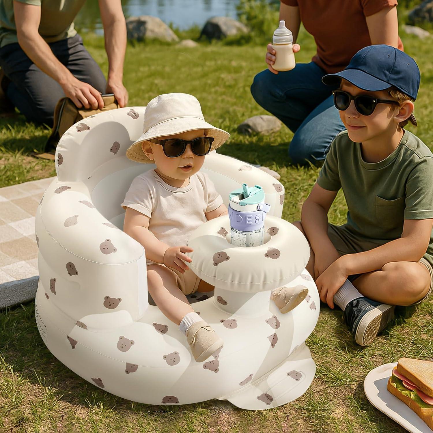 Asiento Inflable para Bebés Arscniek Beige Cabeza de Oso