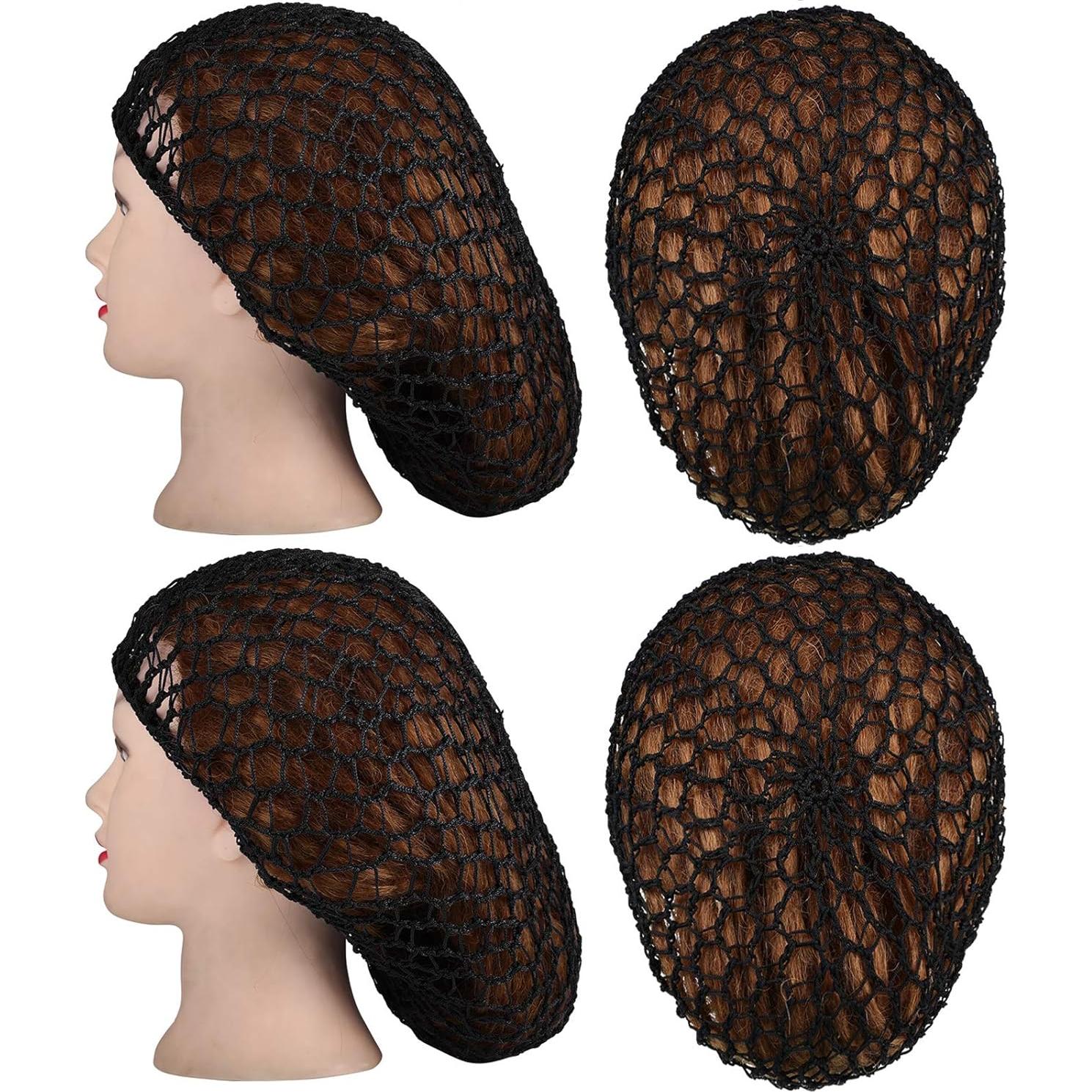 3 Gorras de Red de Cabello de Rayón Suave para Dormir - Negro