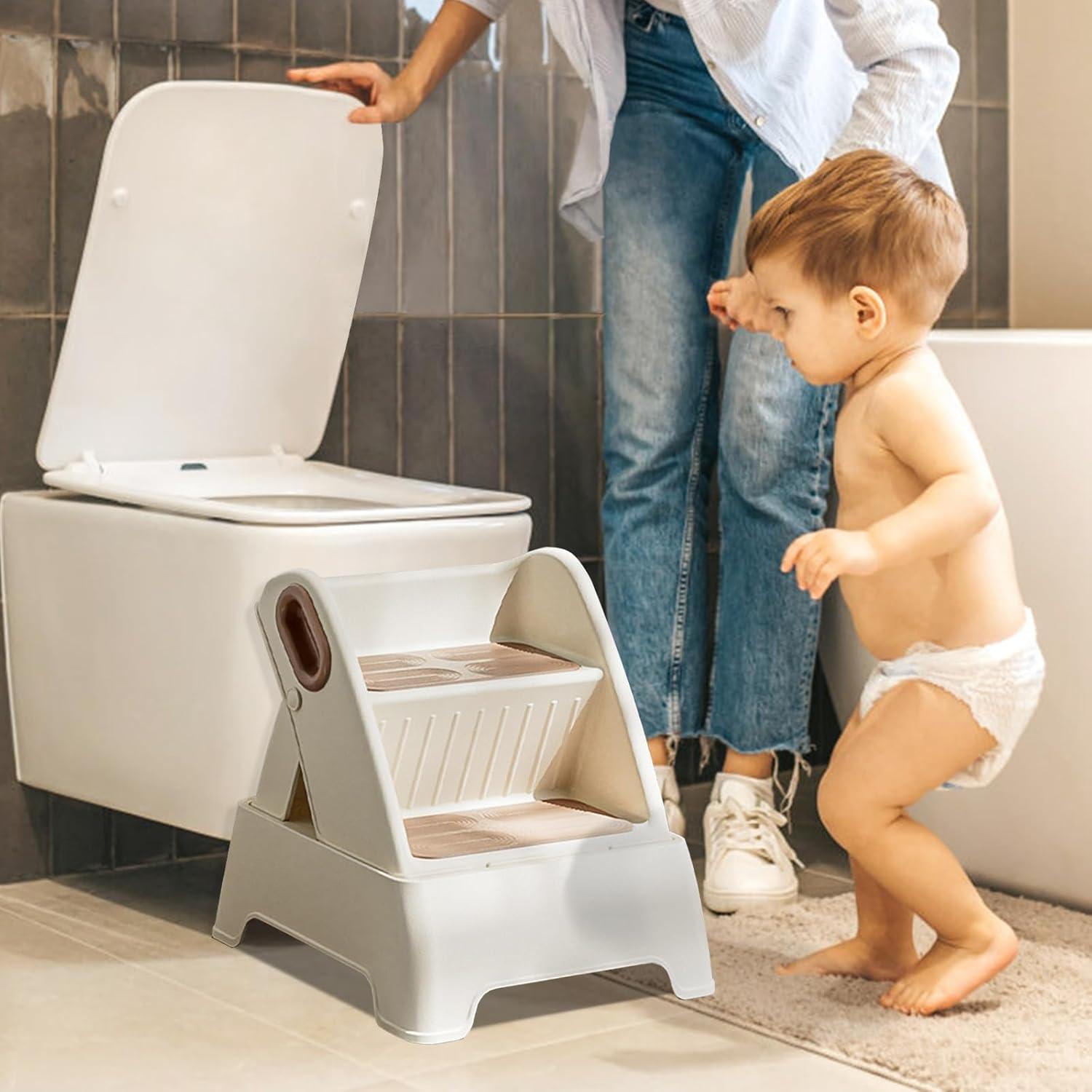 Escalera Plegable de 2 Pasos BORVSOT Antideslizante para Niños