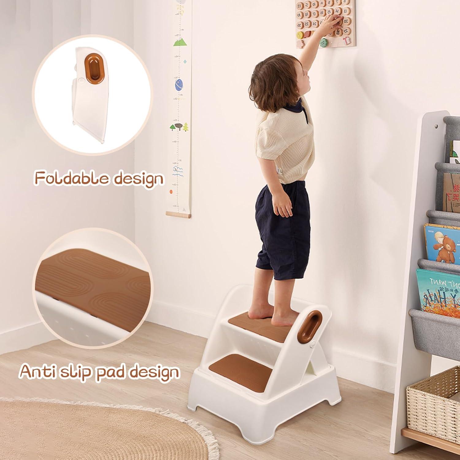 Escalera Plegable de 2 Pasos BORVSOT Antideslizante para Niños