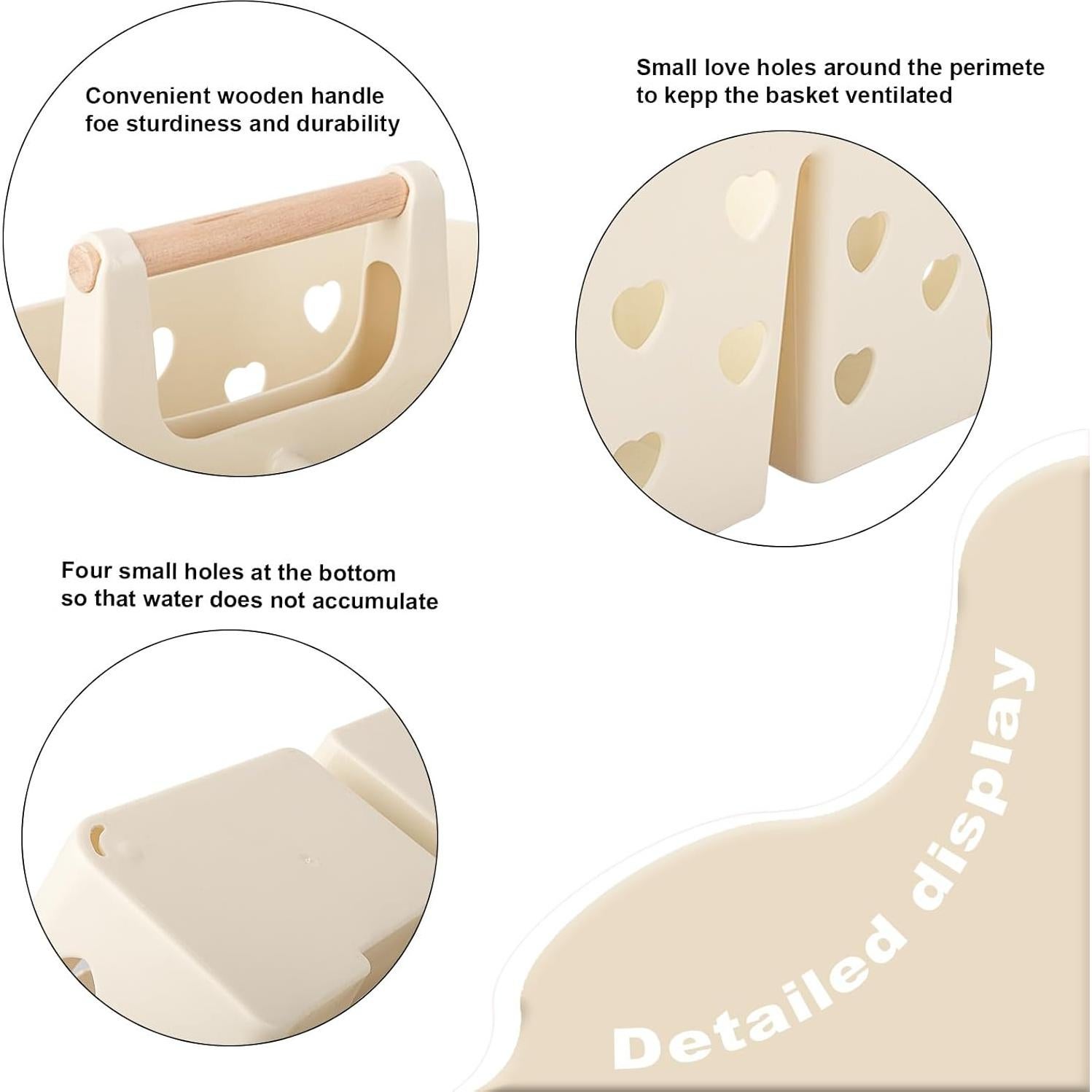 Caddy de Ducha Portátil Anyoifax Beige con Agujeros de Drenaje