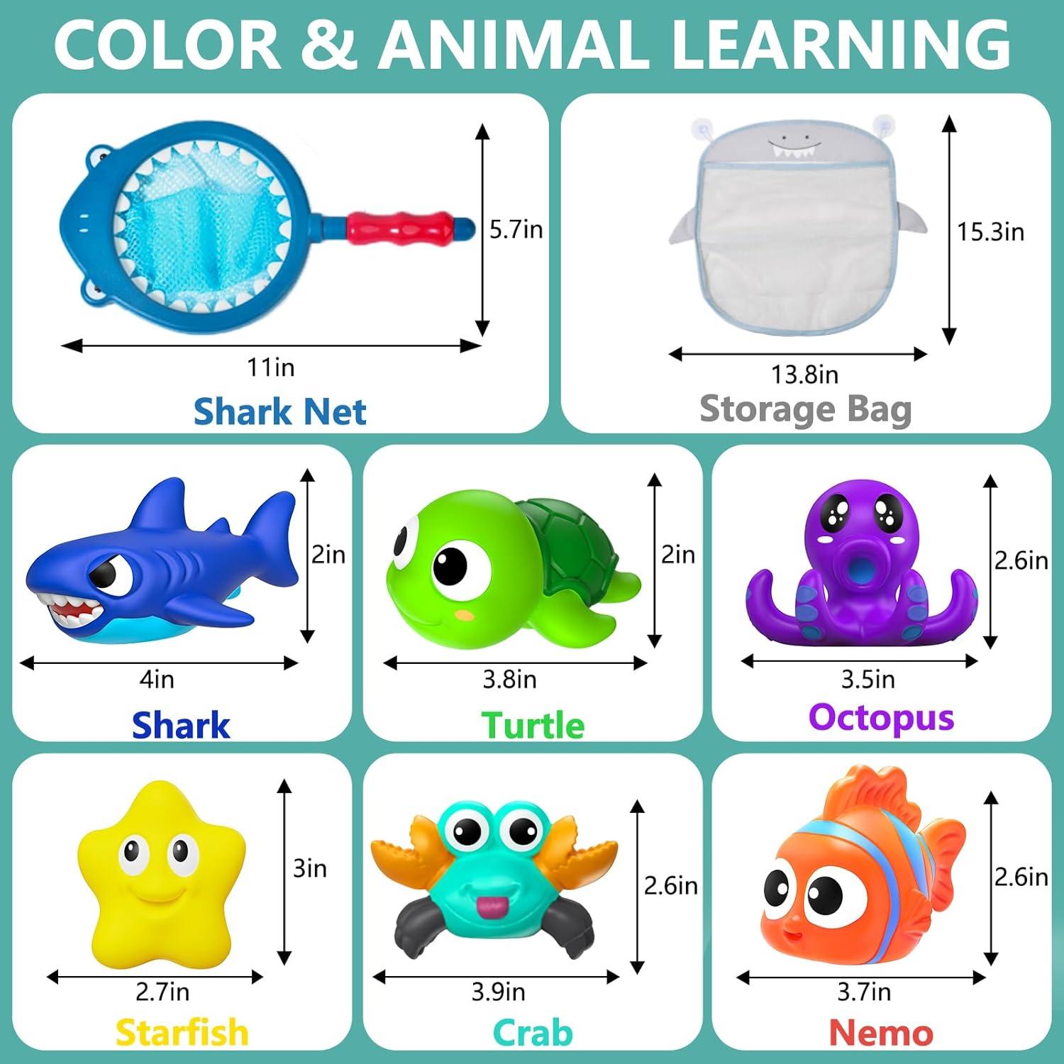 Juguetes de baño para bebés GZHFMUS, animales marinos, 8 piezas