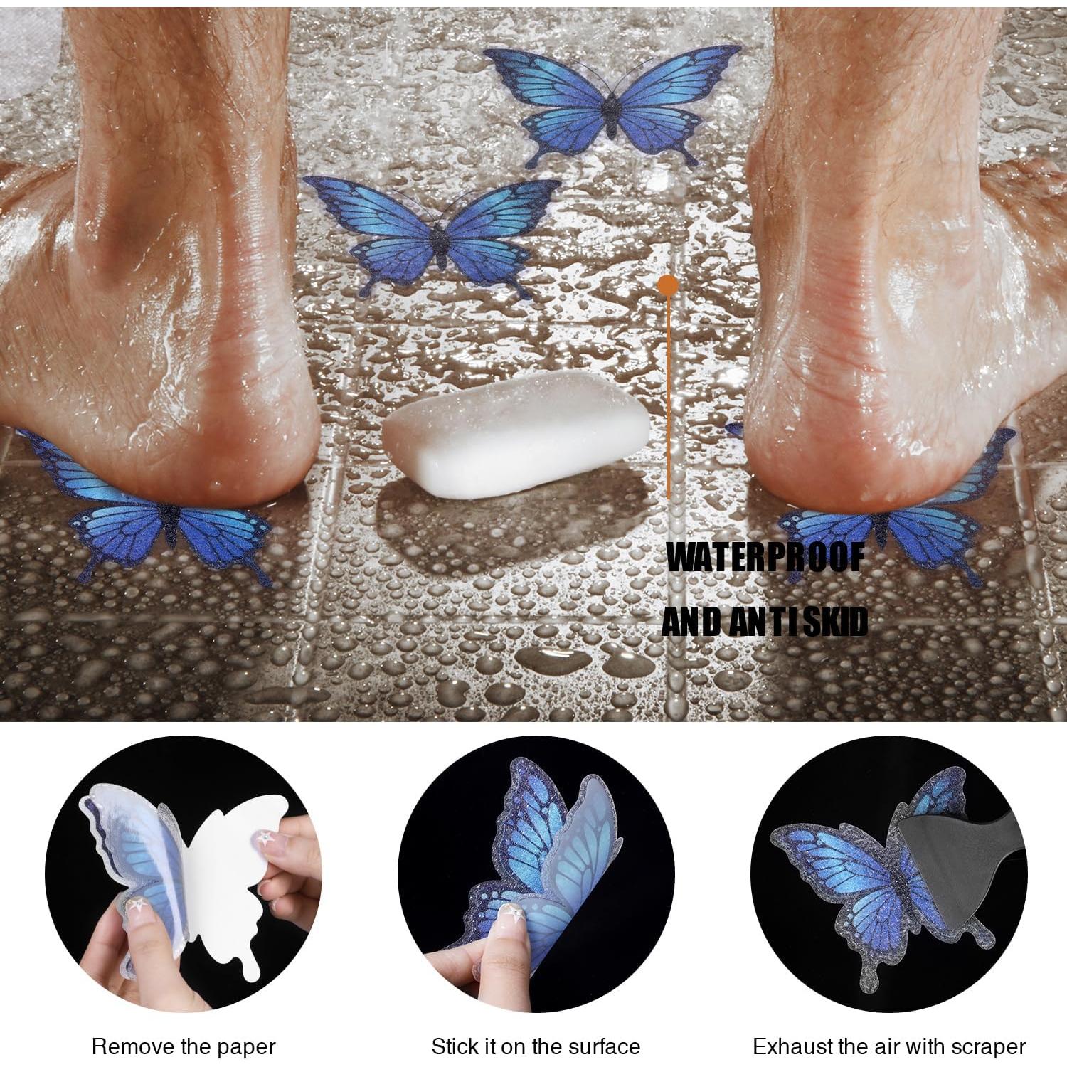 20 Calcomanías Antideslizantes Secopad Mariposa Azul 11.4x8.9cm