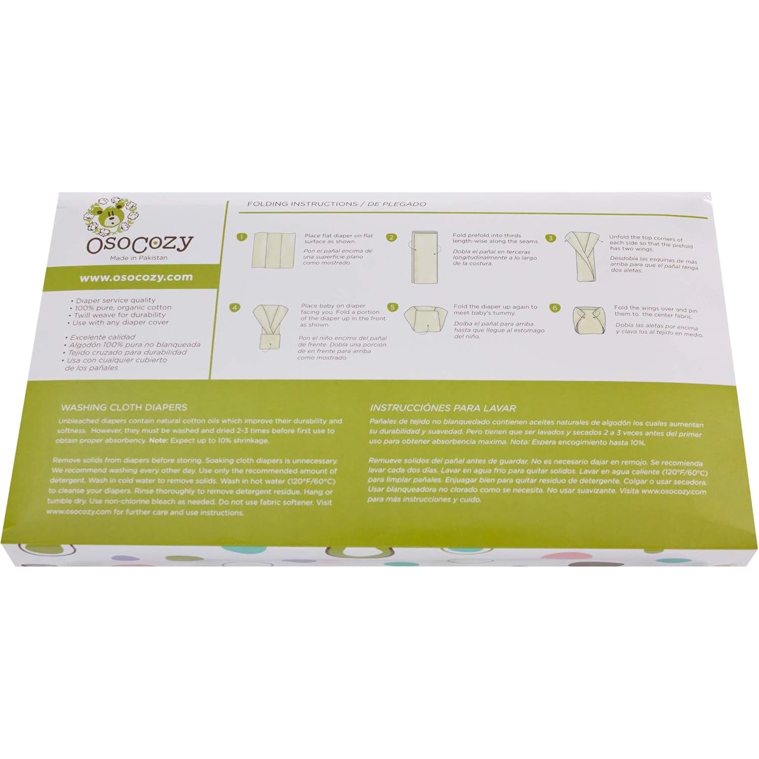 Pañales de Tela OsoCozy Algodón Orgánico 6pk - Suaves y Absorbentes