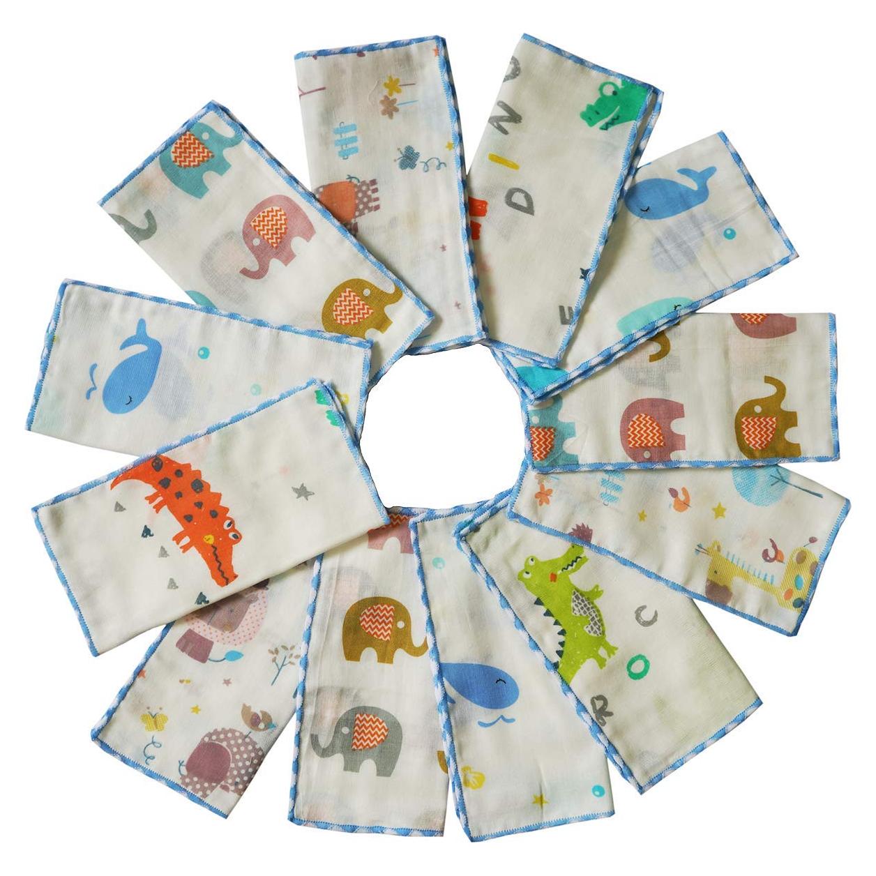 Toallitas de Muselina para Bebés Omilion 100% Algodón 12 Unidades