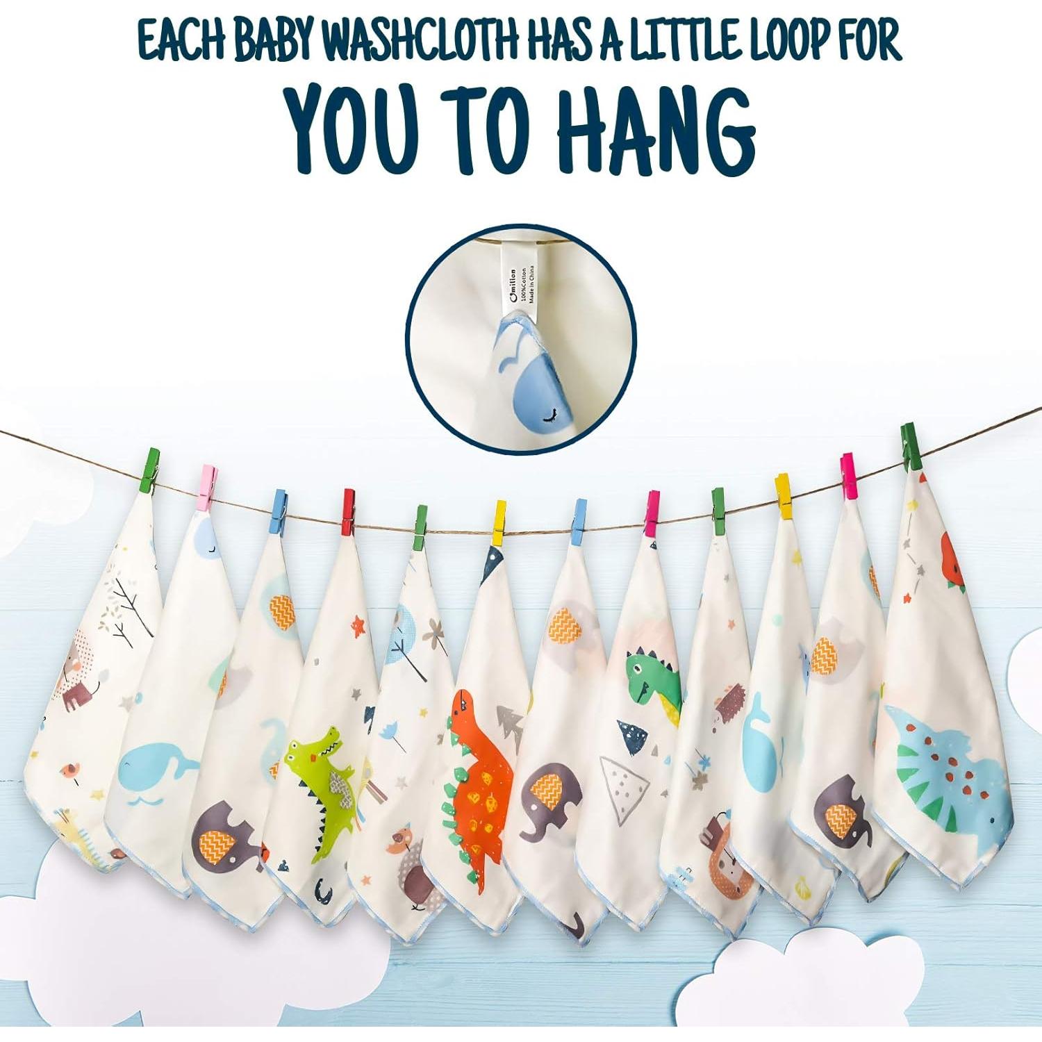 Toallitas de Muselina para Bebés Omilion 100% Algodón 12 Unidades