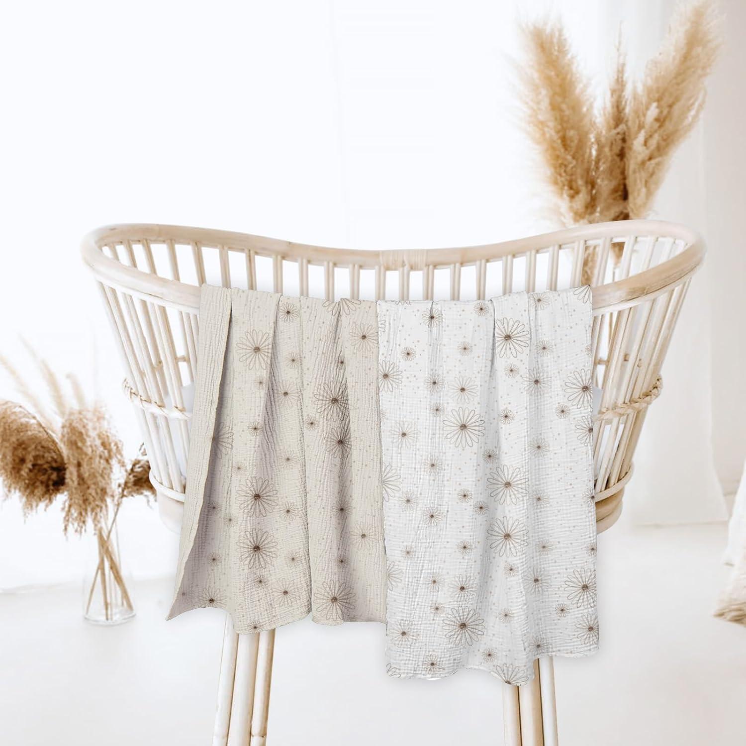 Mantas de Muselina para Bebés lulumoon 2Pack Algodón Floral