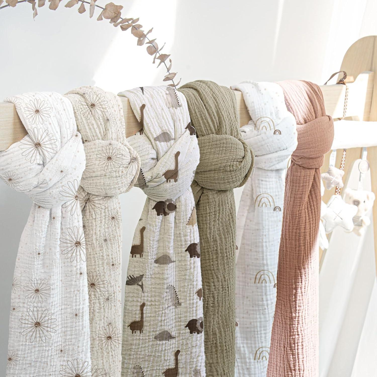 Mantas de Muselina para Bebés lulumoon 2Pack Algodón Floral