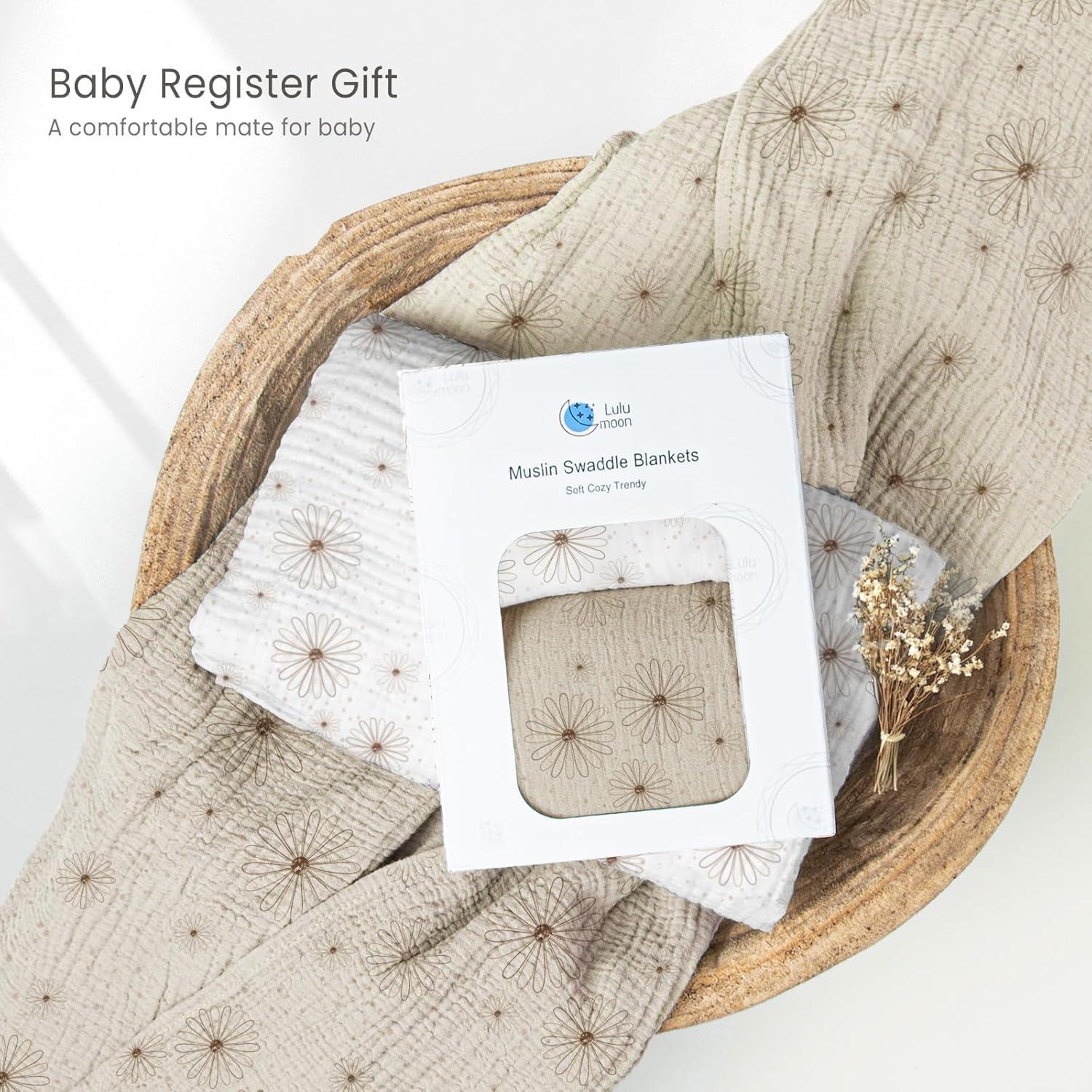 Mantas de Muselina para Bebés lulumoon 2Pack Algodón Floral