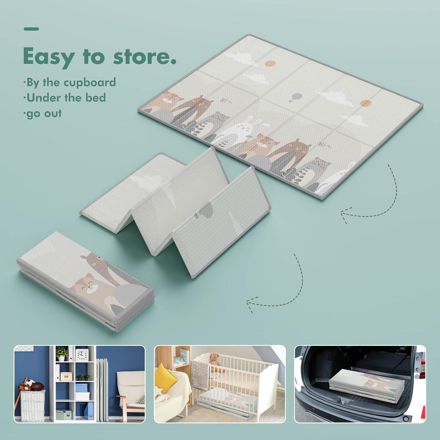 Alfombra de Juego Plegable UANLAUO 180x150 cm Impermeable