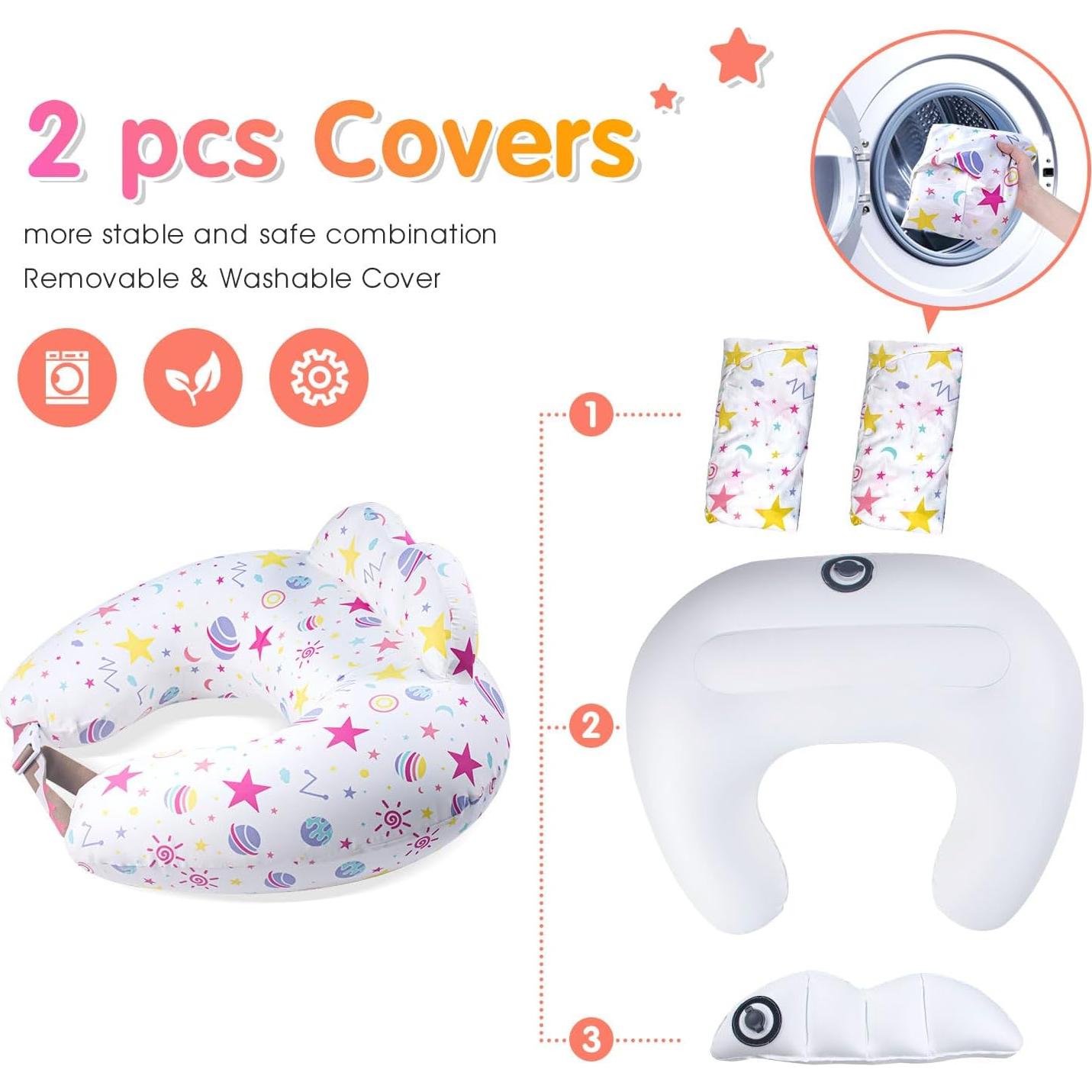 Cojín de Viaje Inflable Portabuddy para Lactancia - 2 Fundas Algodón