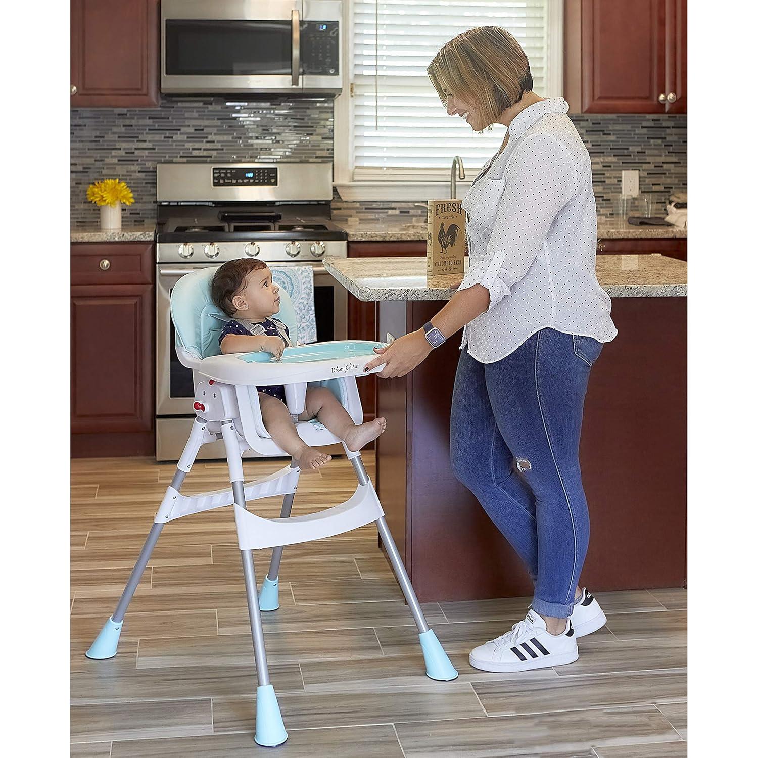 Silla Alta Portable 2-en-1 Dream On Me Aqua, Ajustable y Compacta