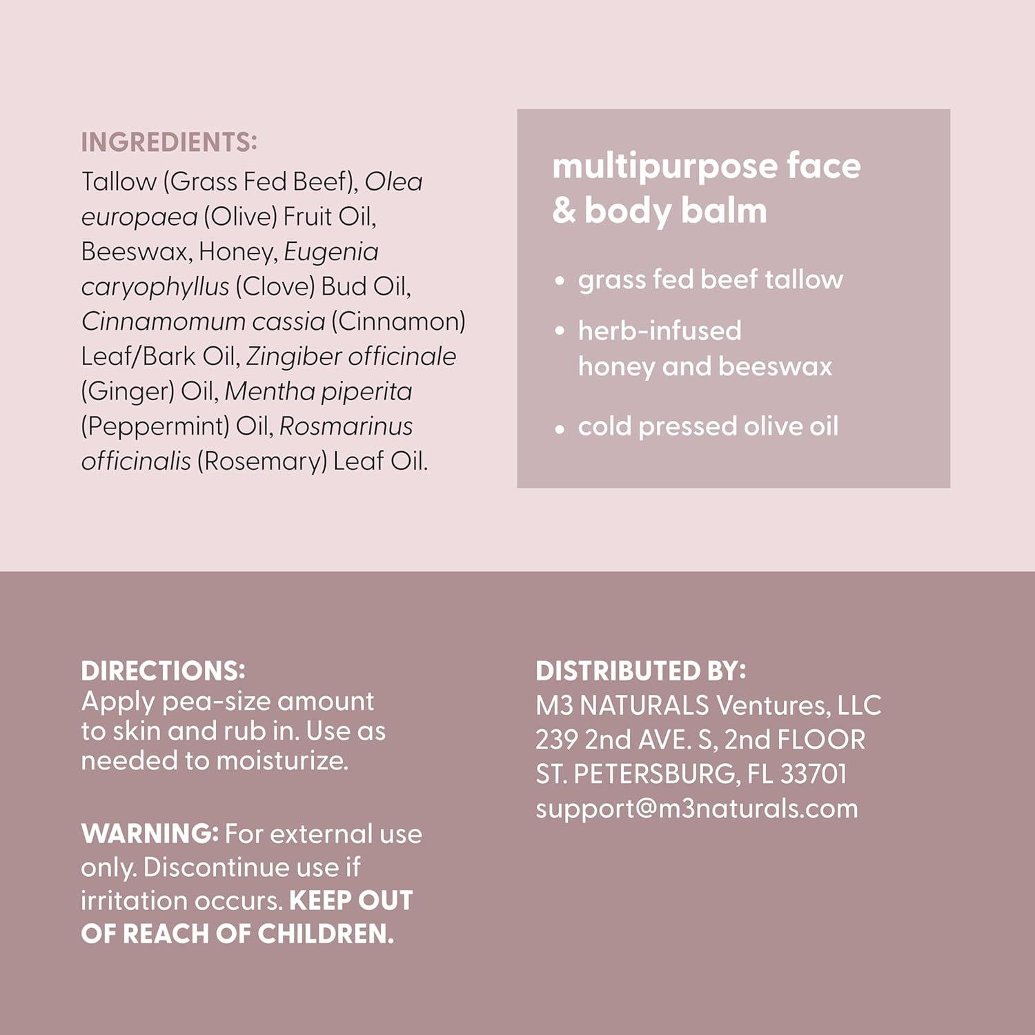 Bálsamo Hidratante M3 Naturals 57g Grasa de Res con Miel