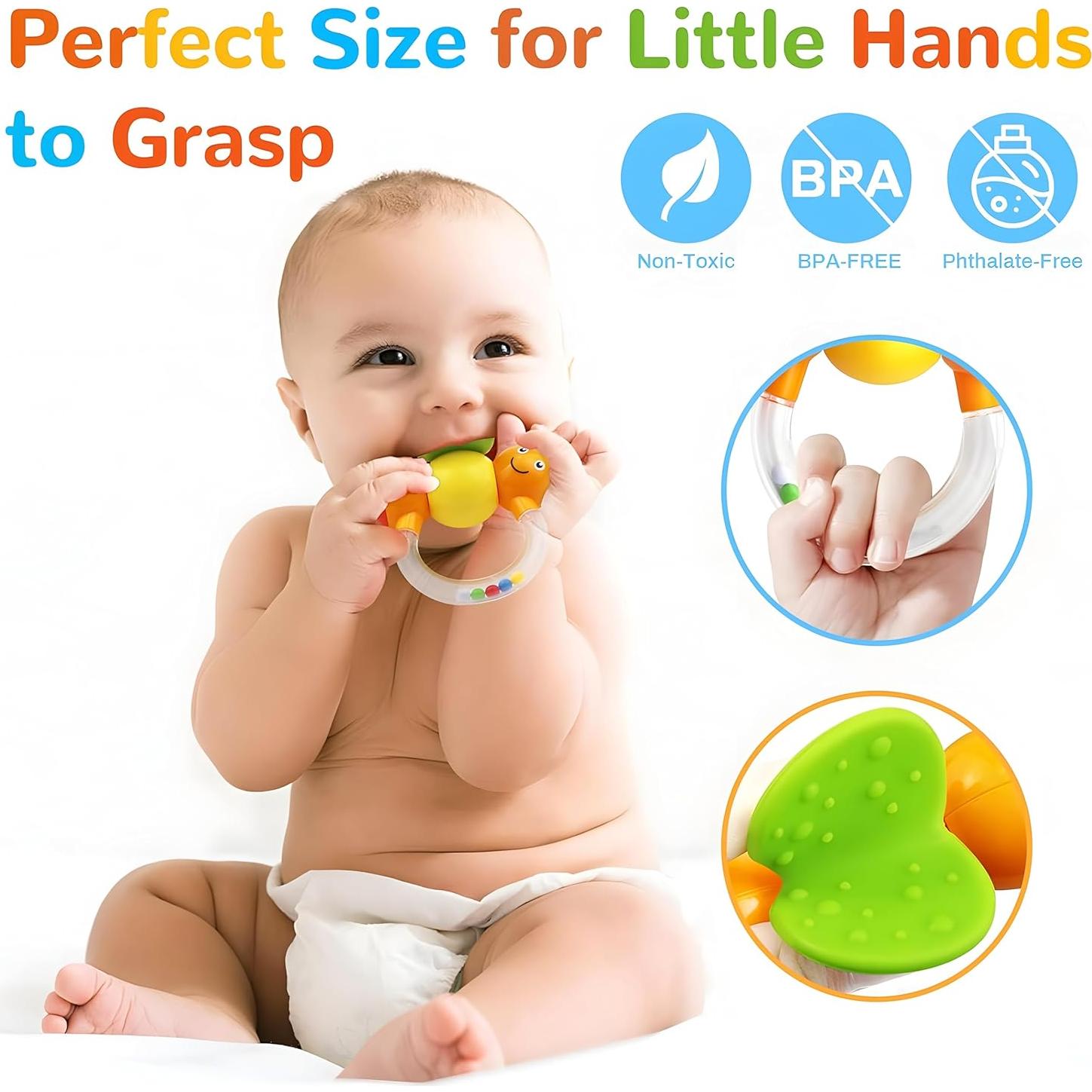 Sonajeros y Mordedores MOONTOY 12 Piezas Bebés 0-12 Meses