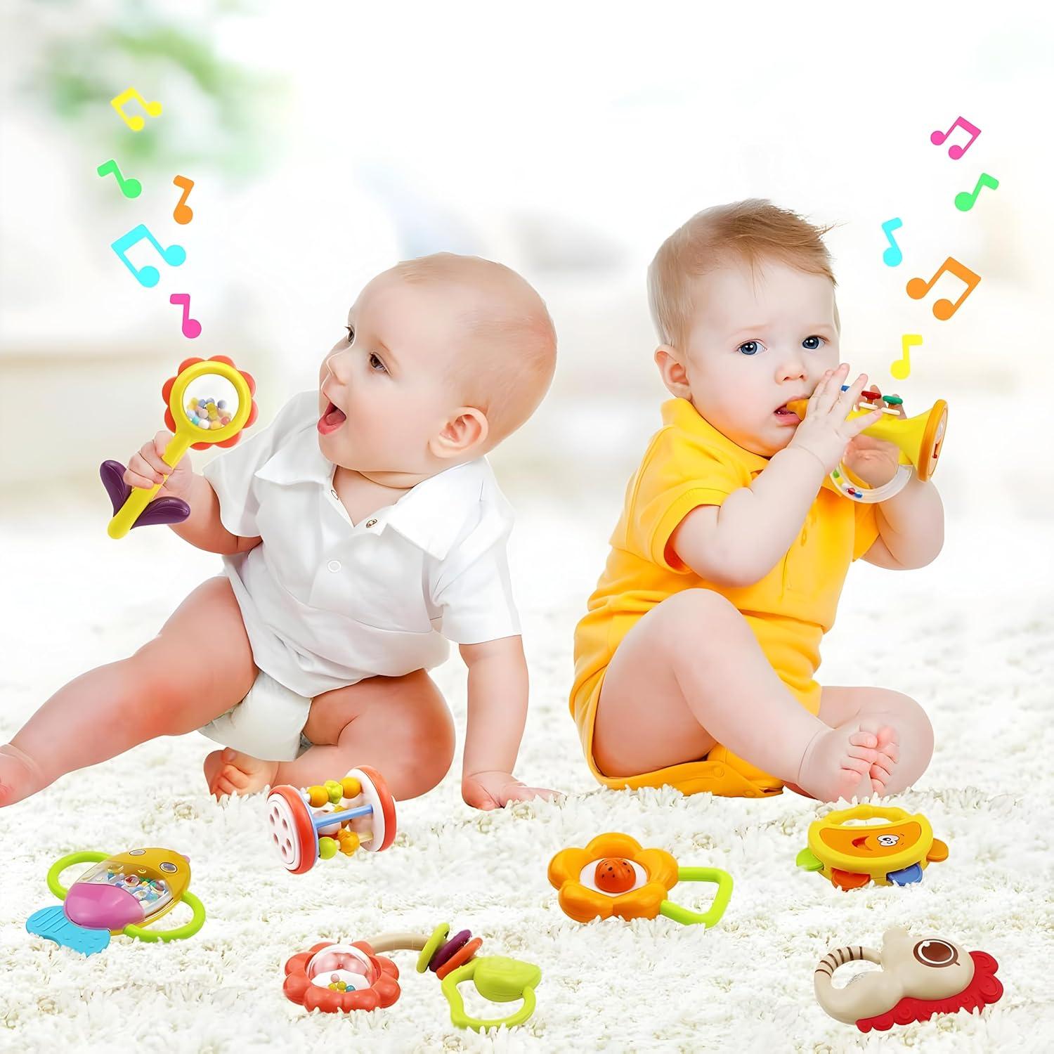 Sonajeros y Mordedores MOONTOY 12 Piezas Bebés 0-12 Meses