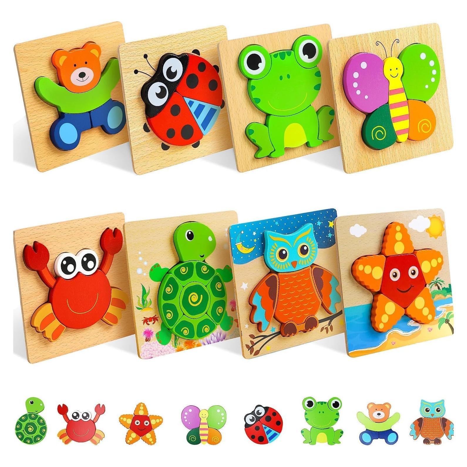 Rompecabezas de Madera TOY Life 8 Piezas para Niños 2-4 Años