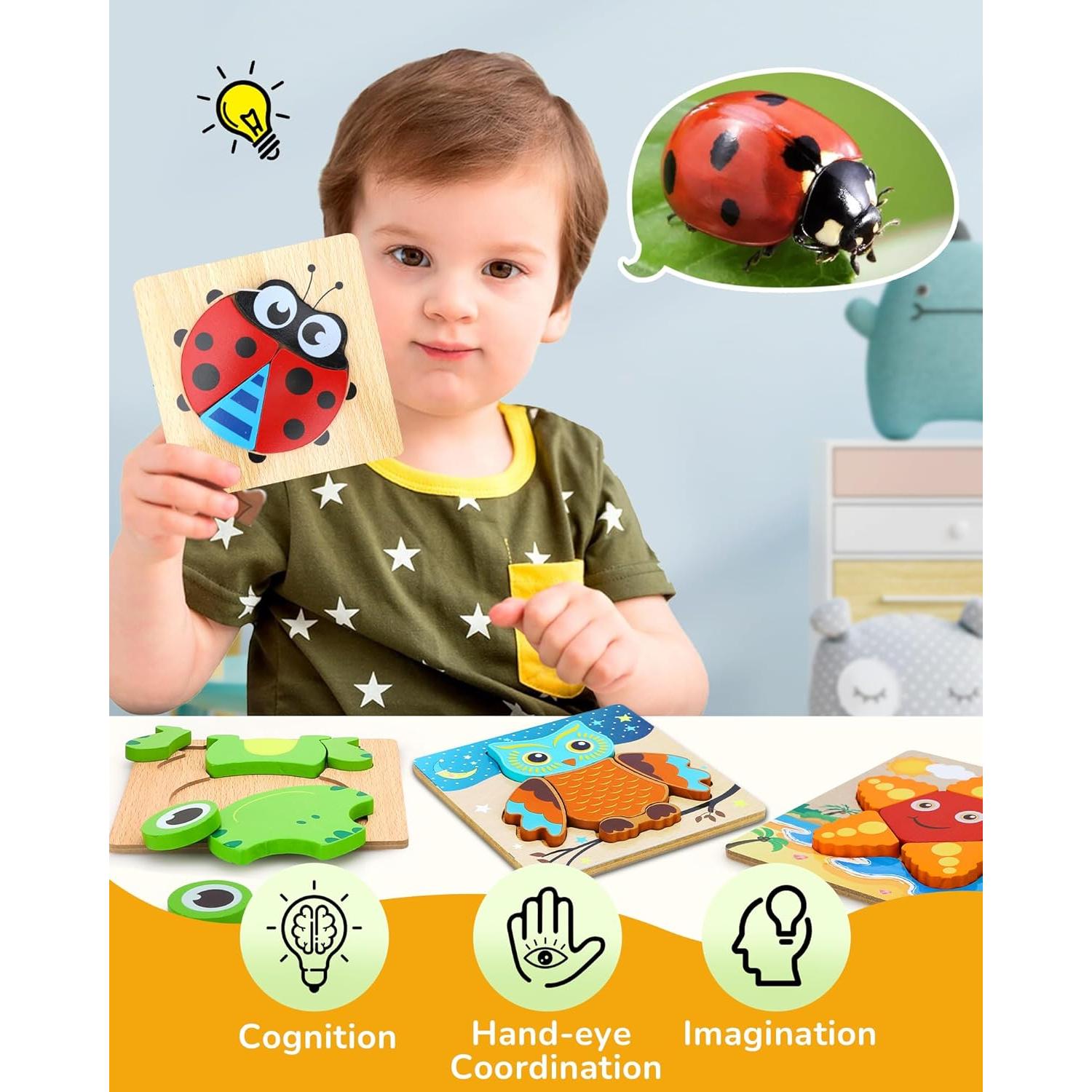 Rompecabezas de Madera TOY Life 8 Piezas para Niños 2-4 Años