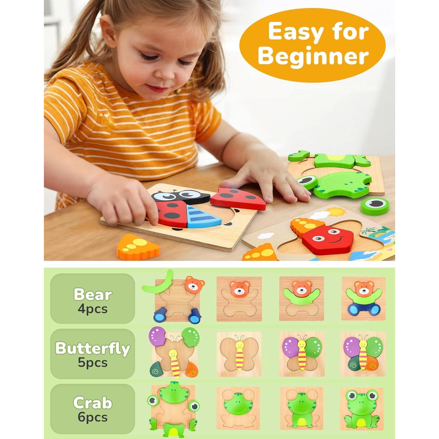 Rompecabezas de Madera TOY Life 8 Piezas para Niños 2-4 Años