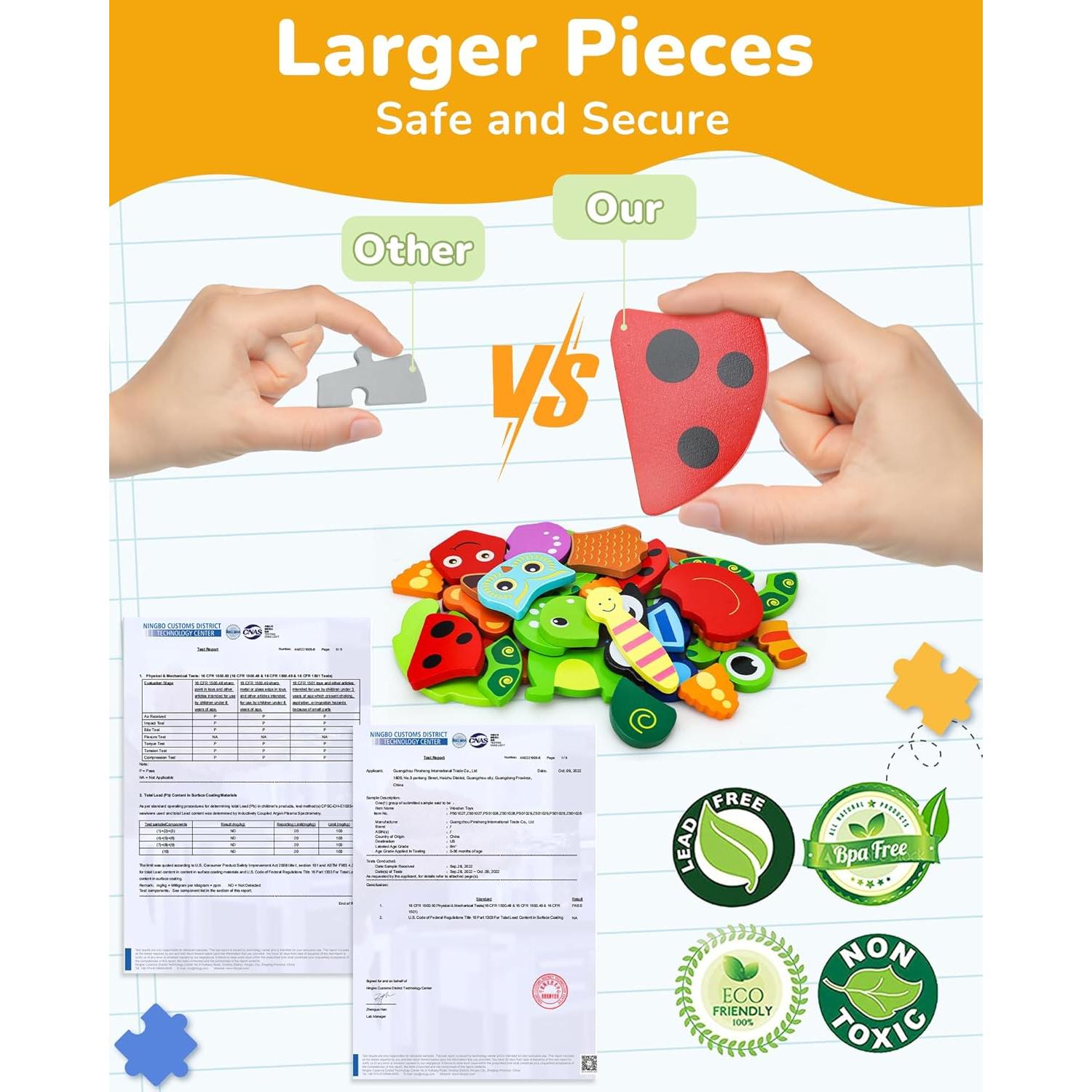 Rompecabezas de Madera TOY Life 8 Piezas para Niños 2-4 Años