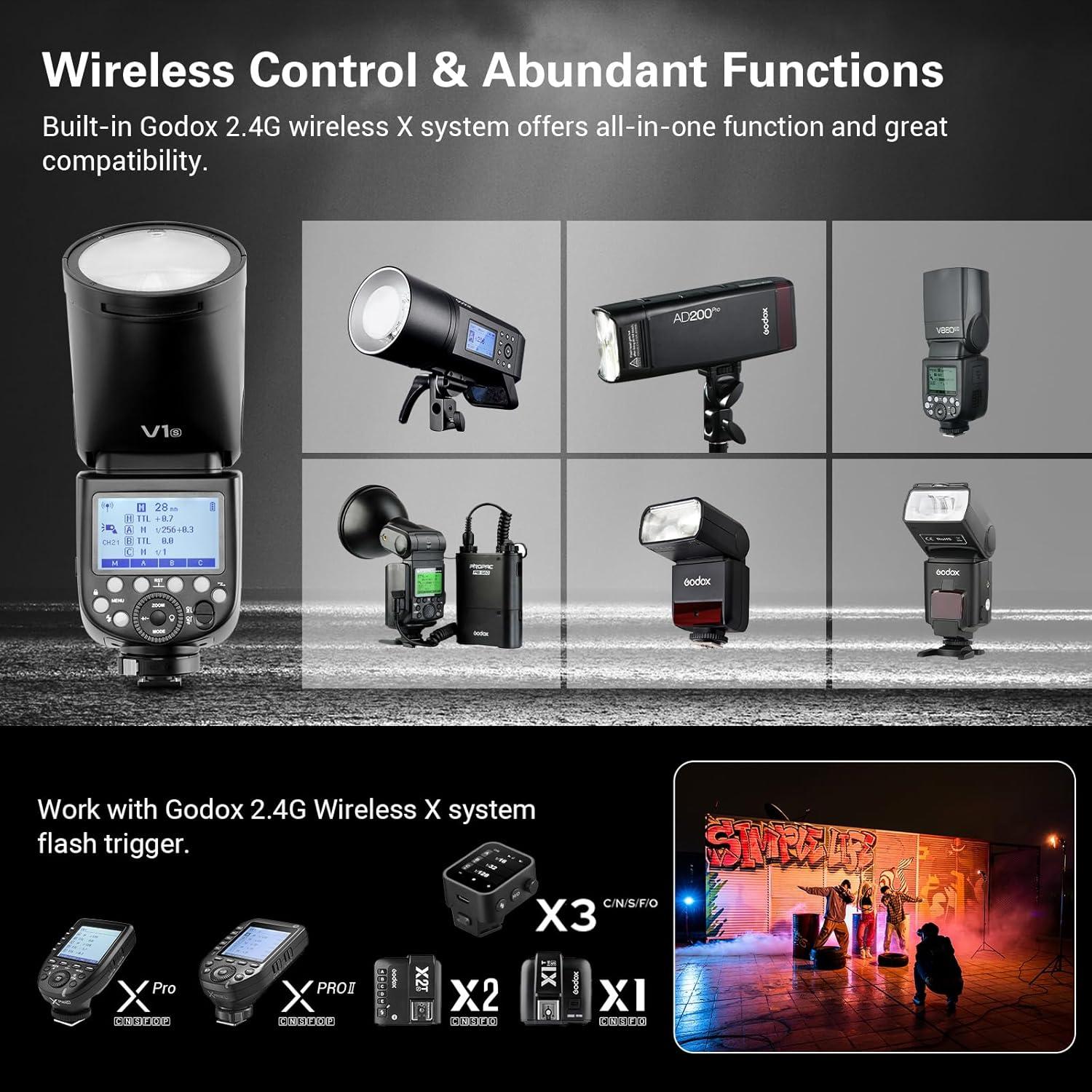 Flash Godox V1S para Sony, 76Ws, TTL, HSS 1/8000s