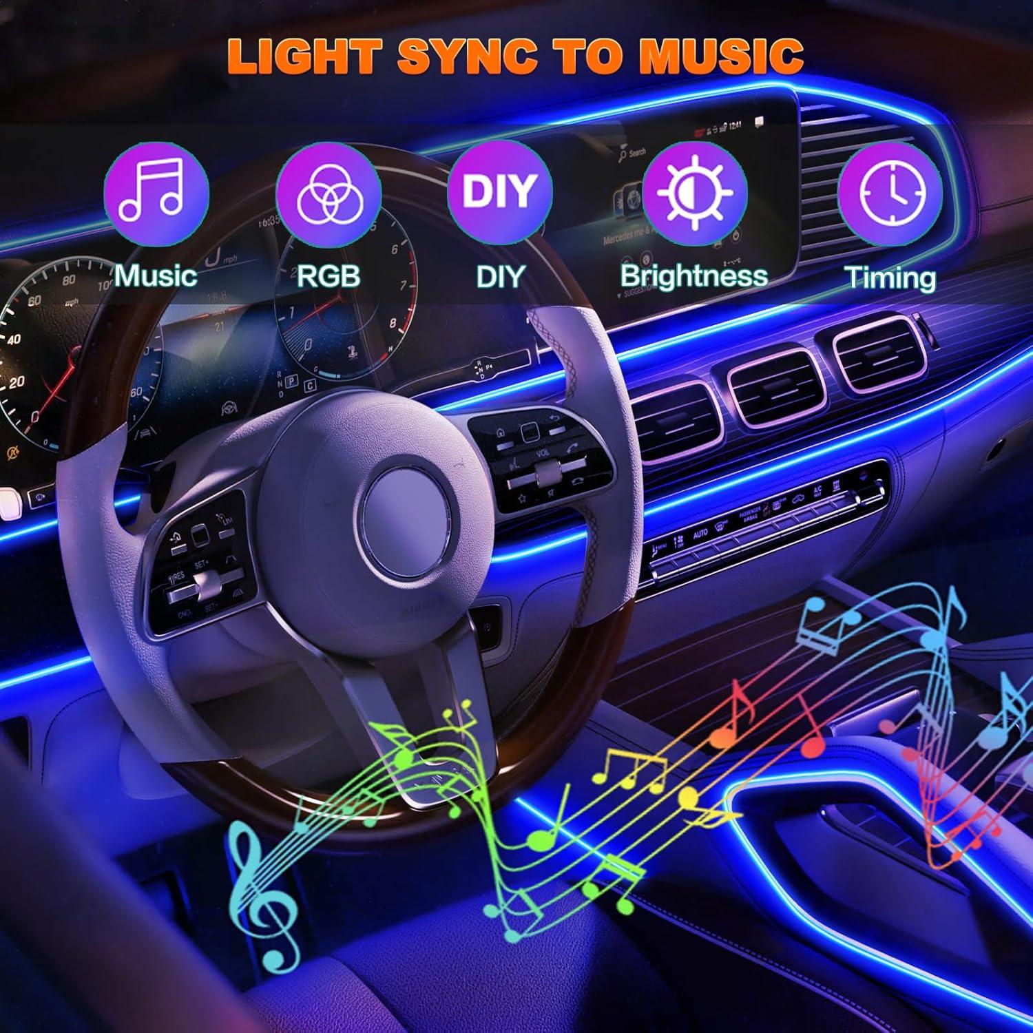 Luces LED Jushope para coche 5 en 1 RGB 600 cm control remoto