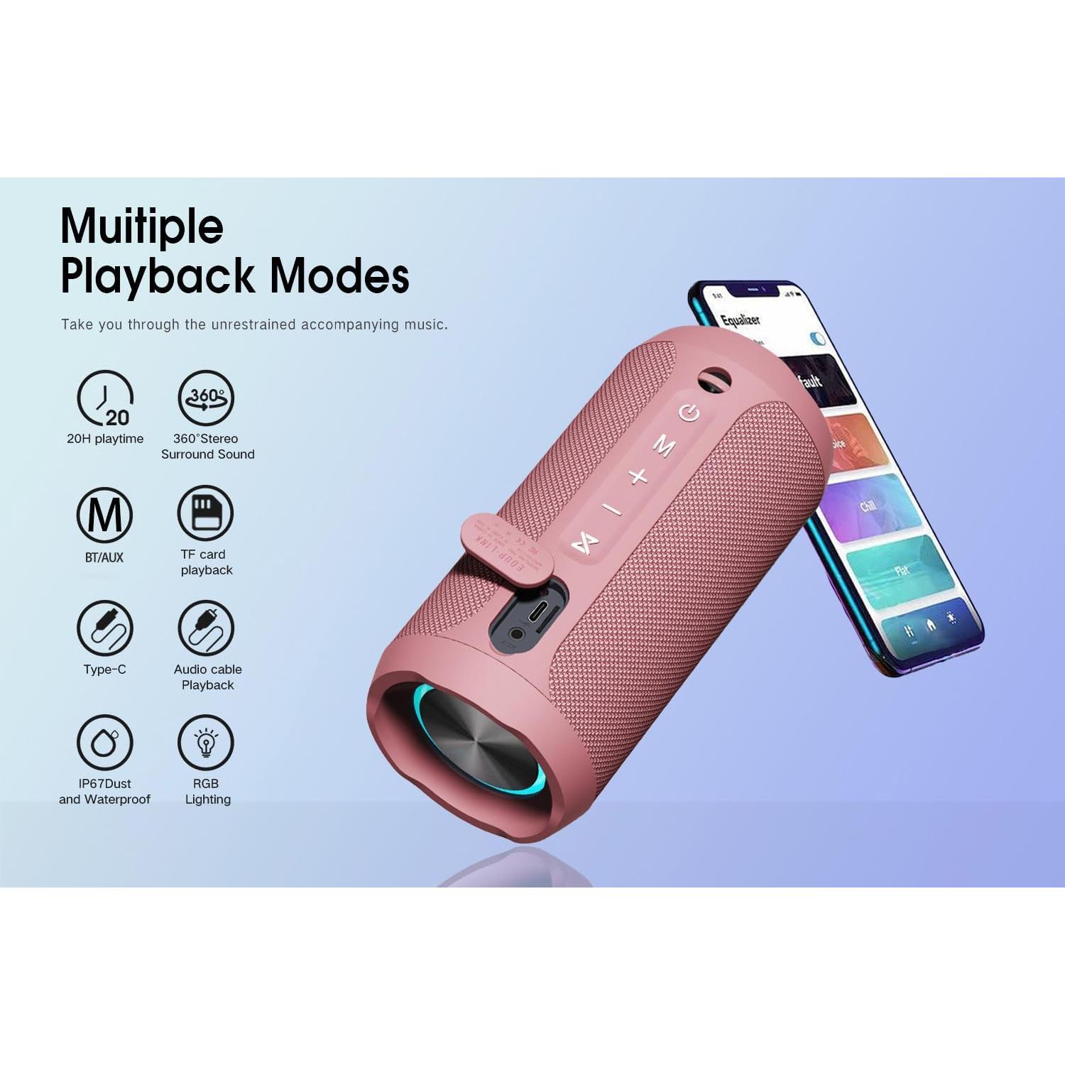 Altavoz Bluetooth EDUPLINK IPX7 Rosa Portátil Impermeable