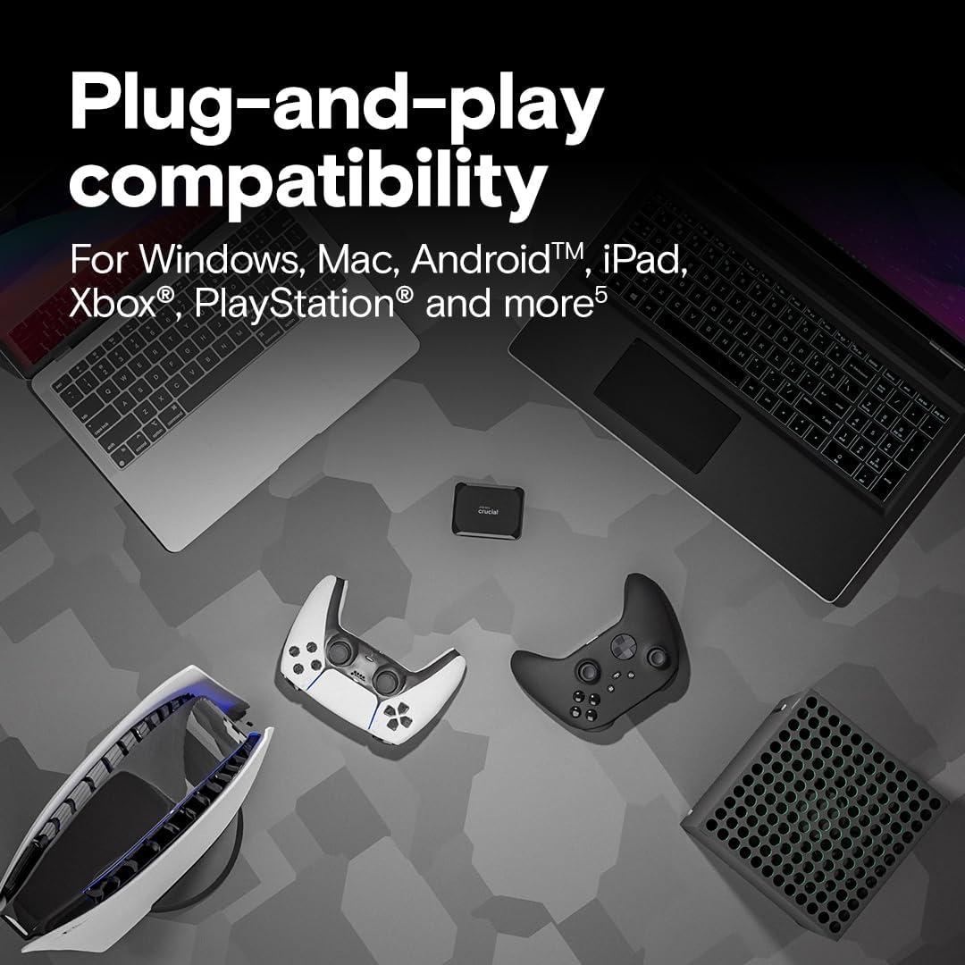 Crucial X9 1TB SSD Portátil USB-C, 1050MB/s, Resistente