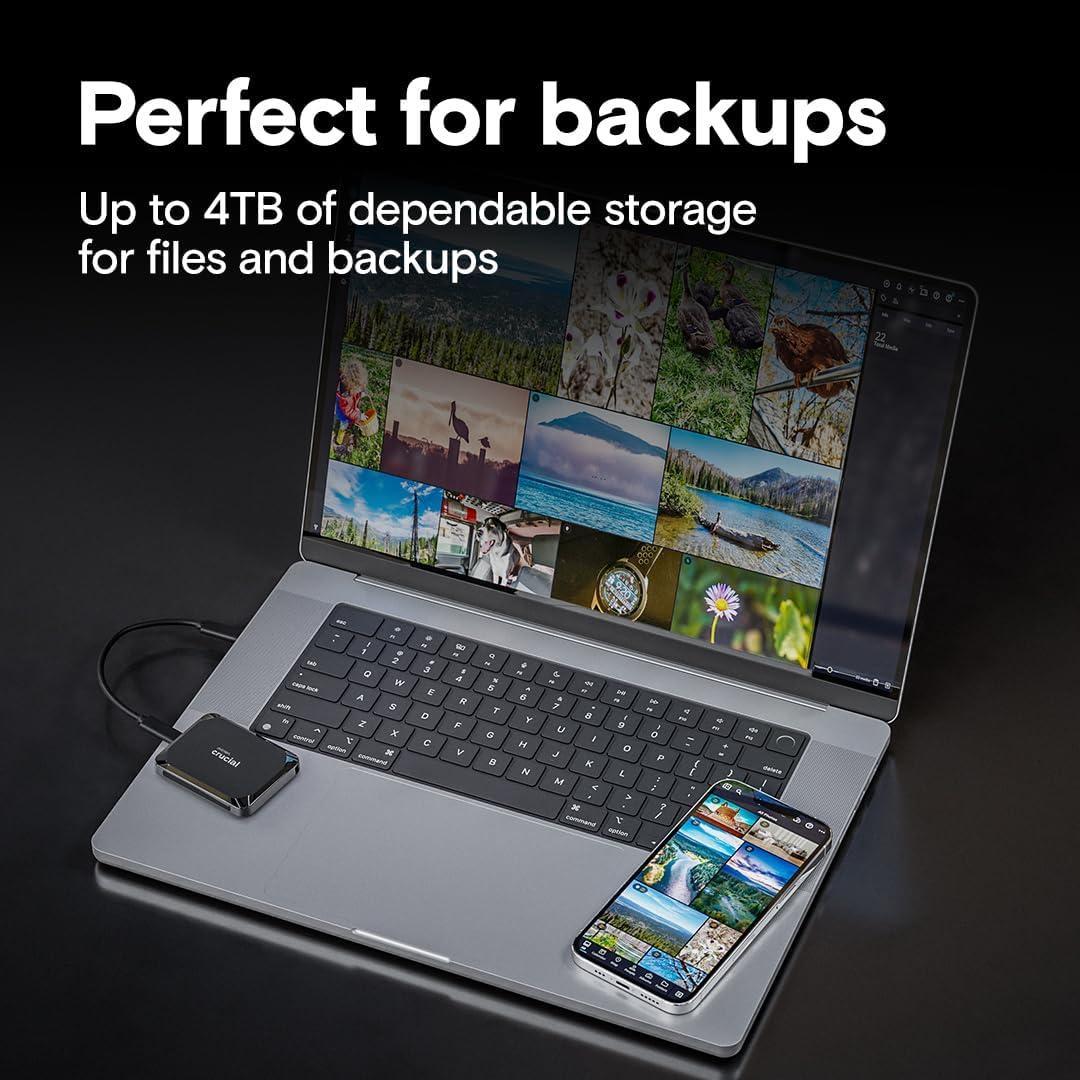 Crucial X9 1TB SSD Portátil USB-C, 1050MB/s, Resistente