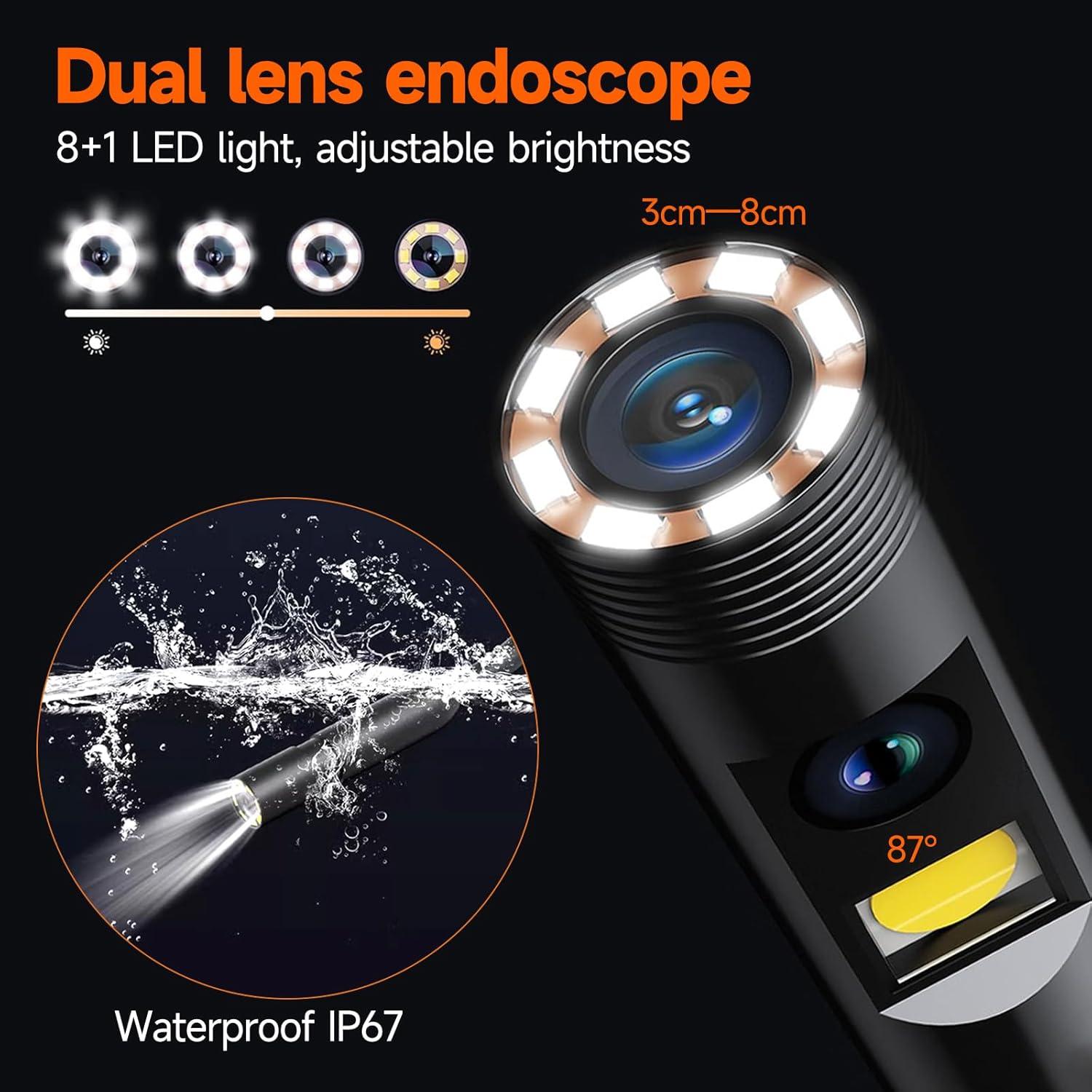 Cámara Endoscópica Doble Lente Gzpce 180° HD 1080P IP67