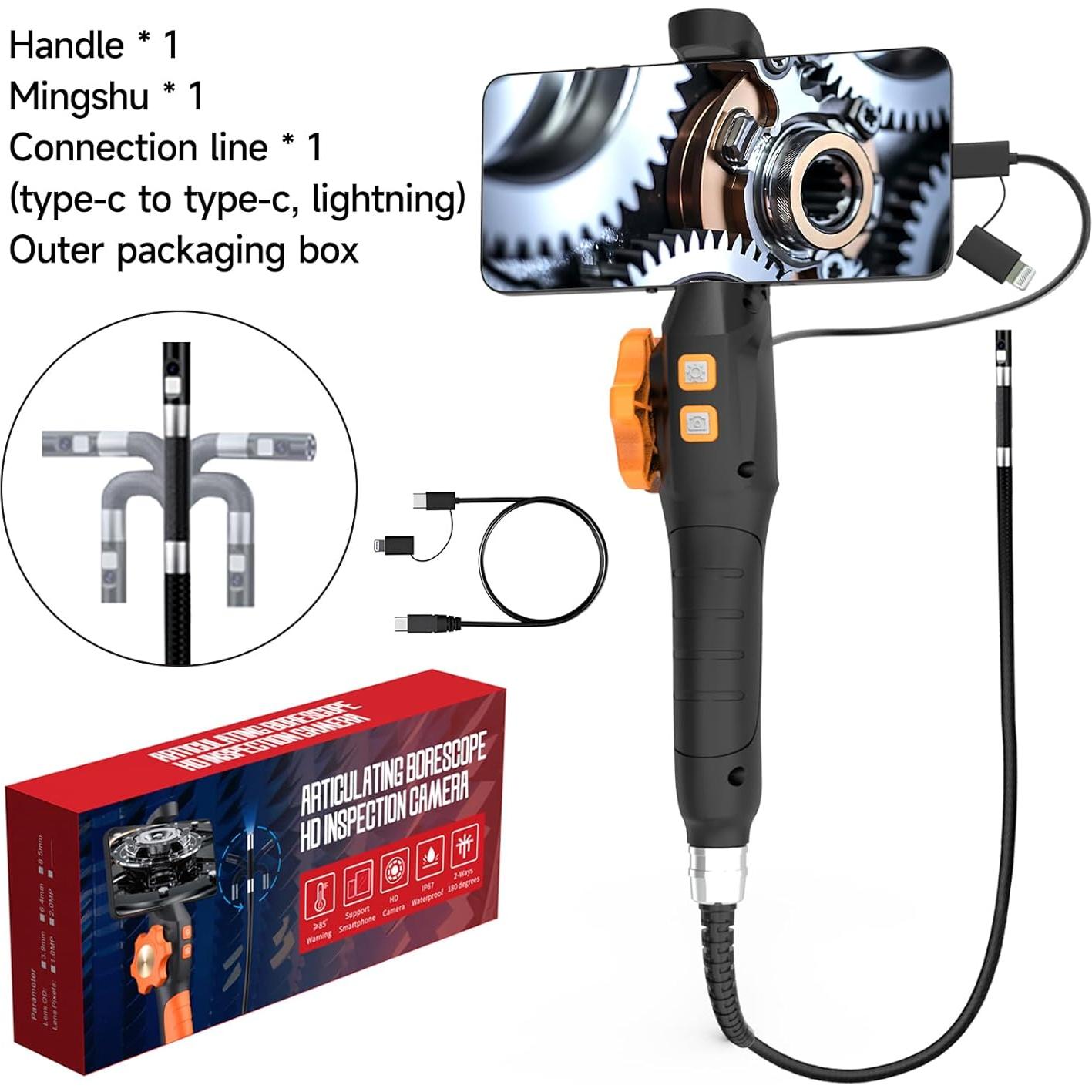 Cámara Endoscópica Doble Lente Gzpce 180° HD 1080P IP67