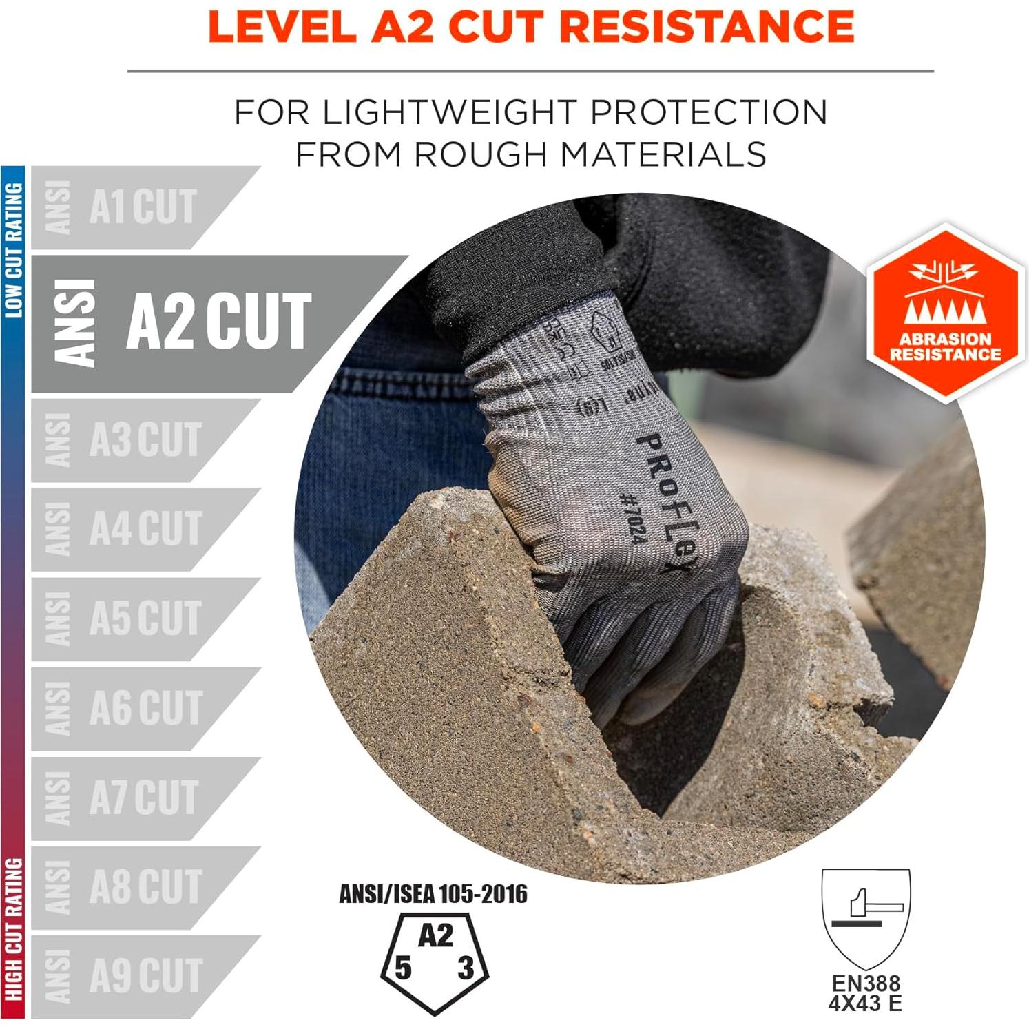 Guantes de Trabajo Ergodyne ProFlex 7024, Resistentes a Cortes A2