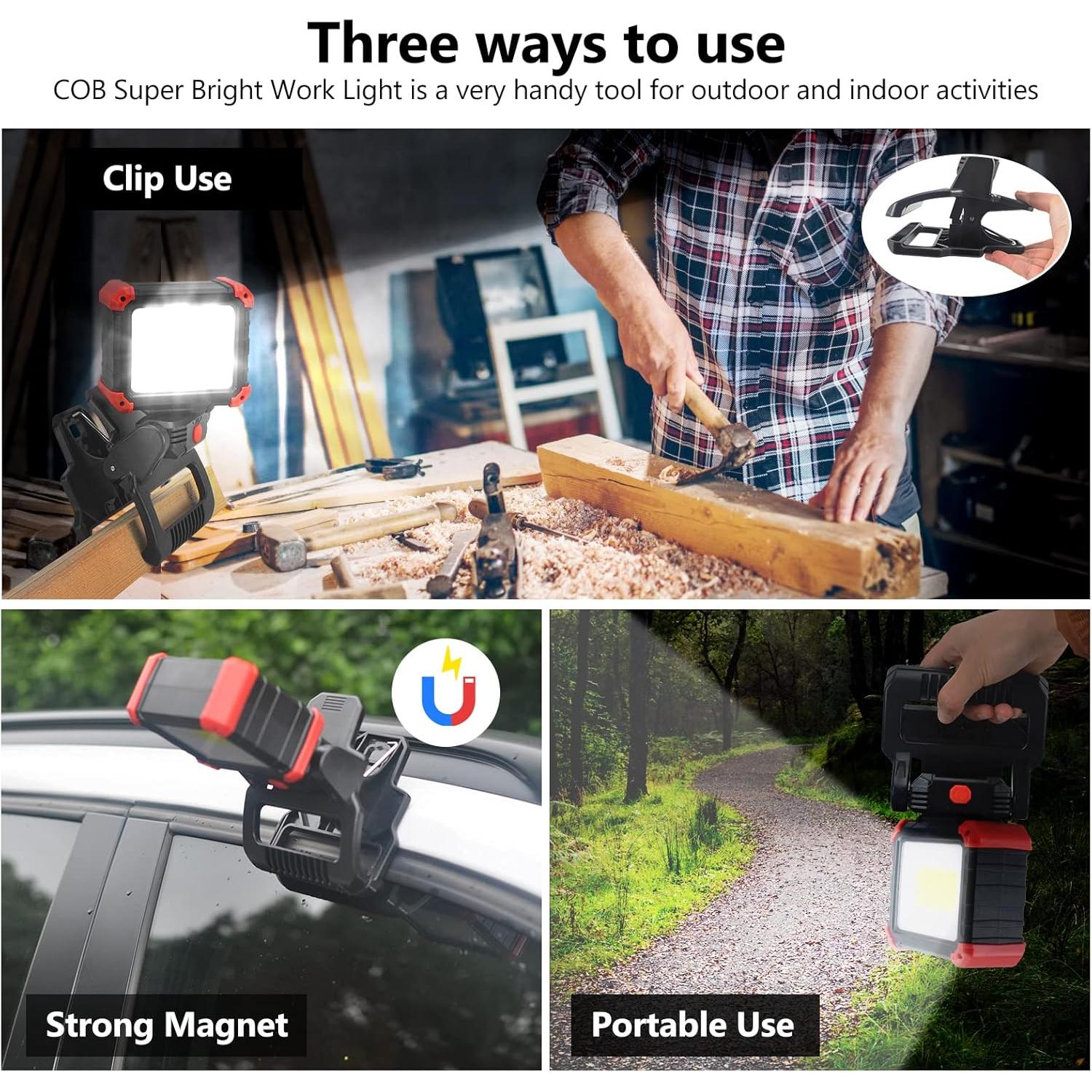 Luz de Trabajo LED COB Tresda 2100 Lúmenes Recargable