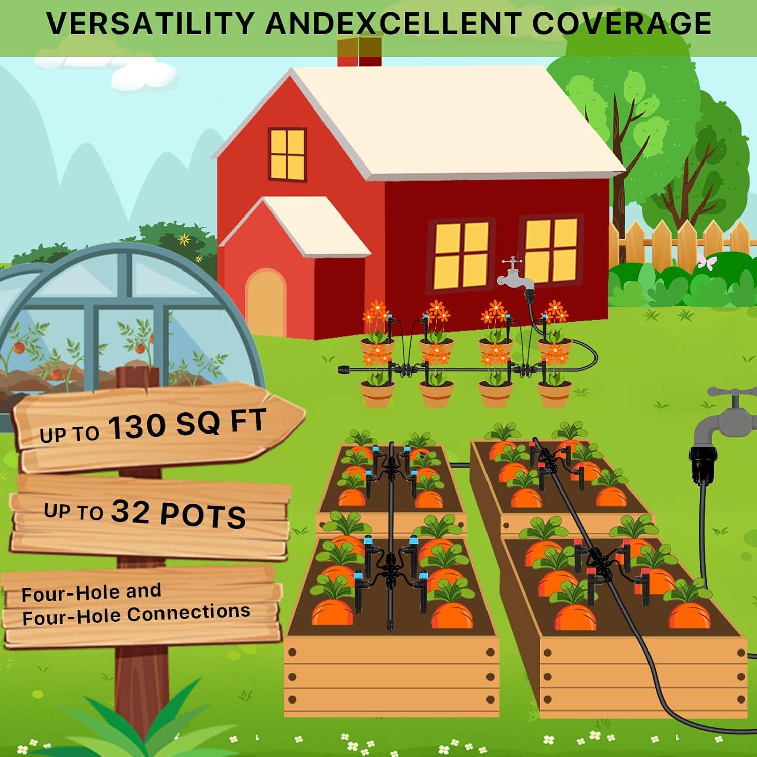 Sistema de Riego por Goteo Vatony 128FT con Conectores Rápidos