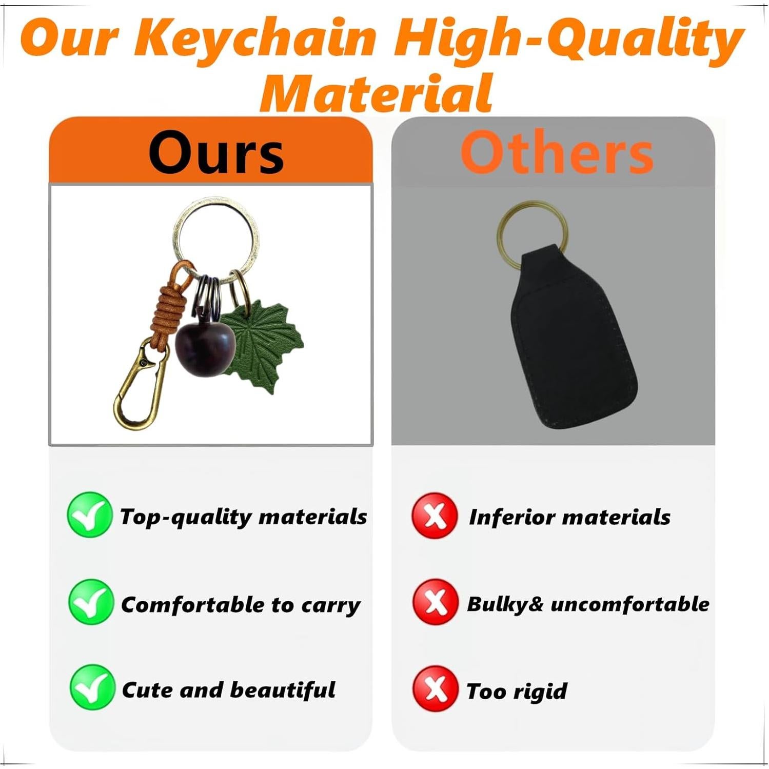 Llavero de Fruta de Cuero Retro para Mujer - Colgante de Manzana